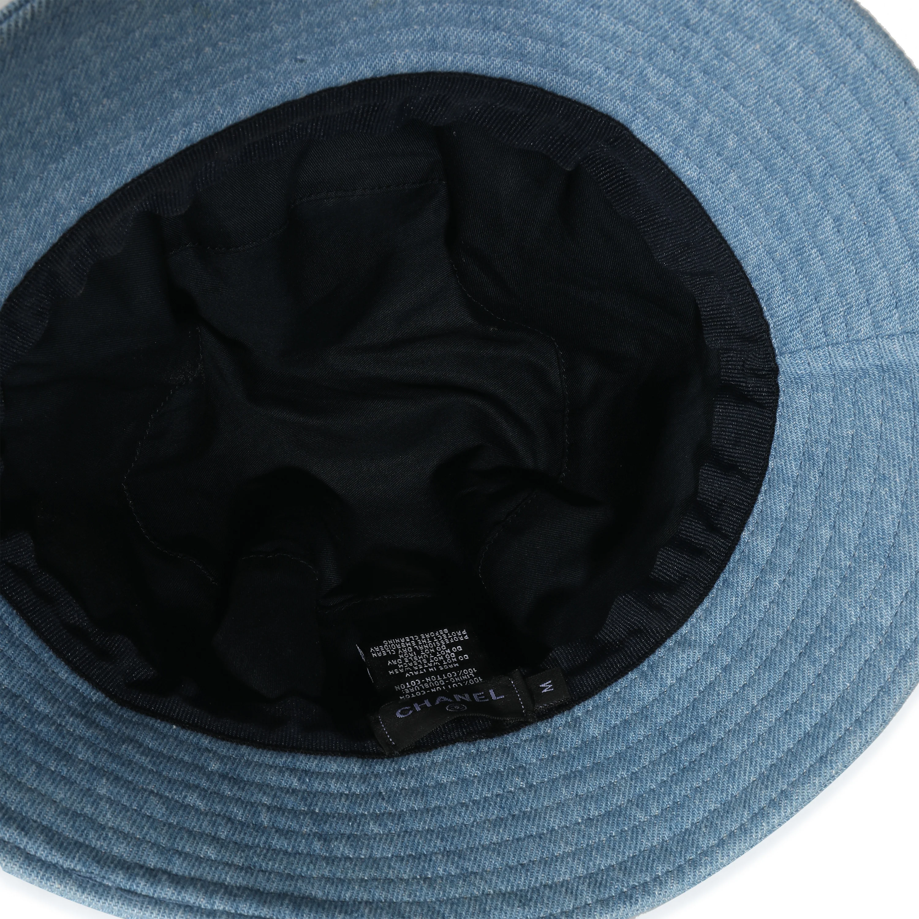 Chanel Blue Denim Sequin Logo Bucket Hat - Image 4