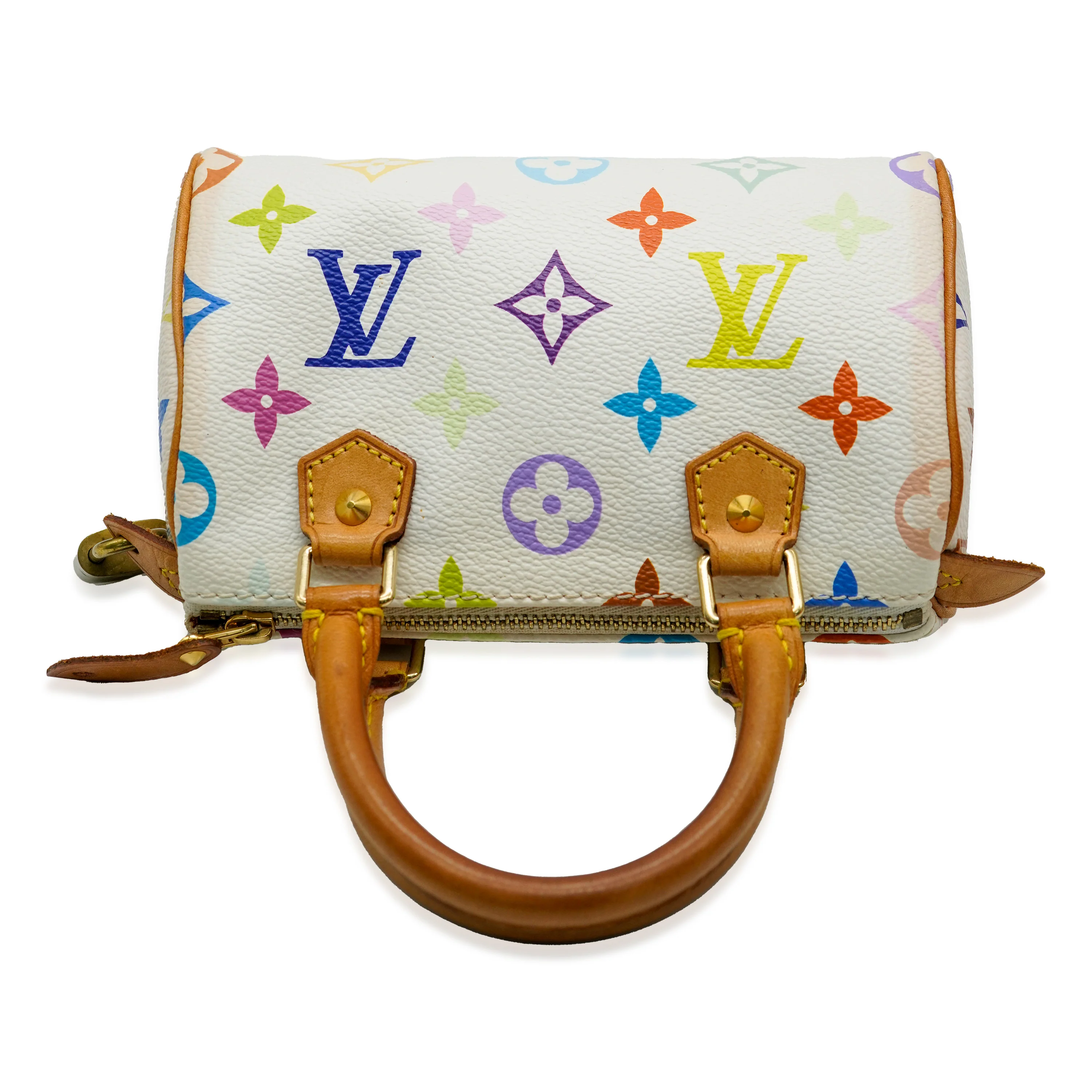 Louis Vuitton x Murakami White Monogram Multicolore Canvas Mini Sac HL Speedy - Image 5