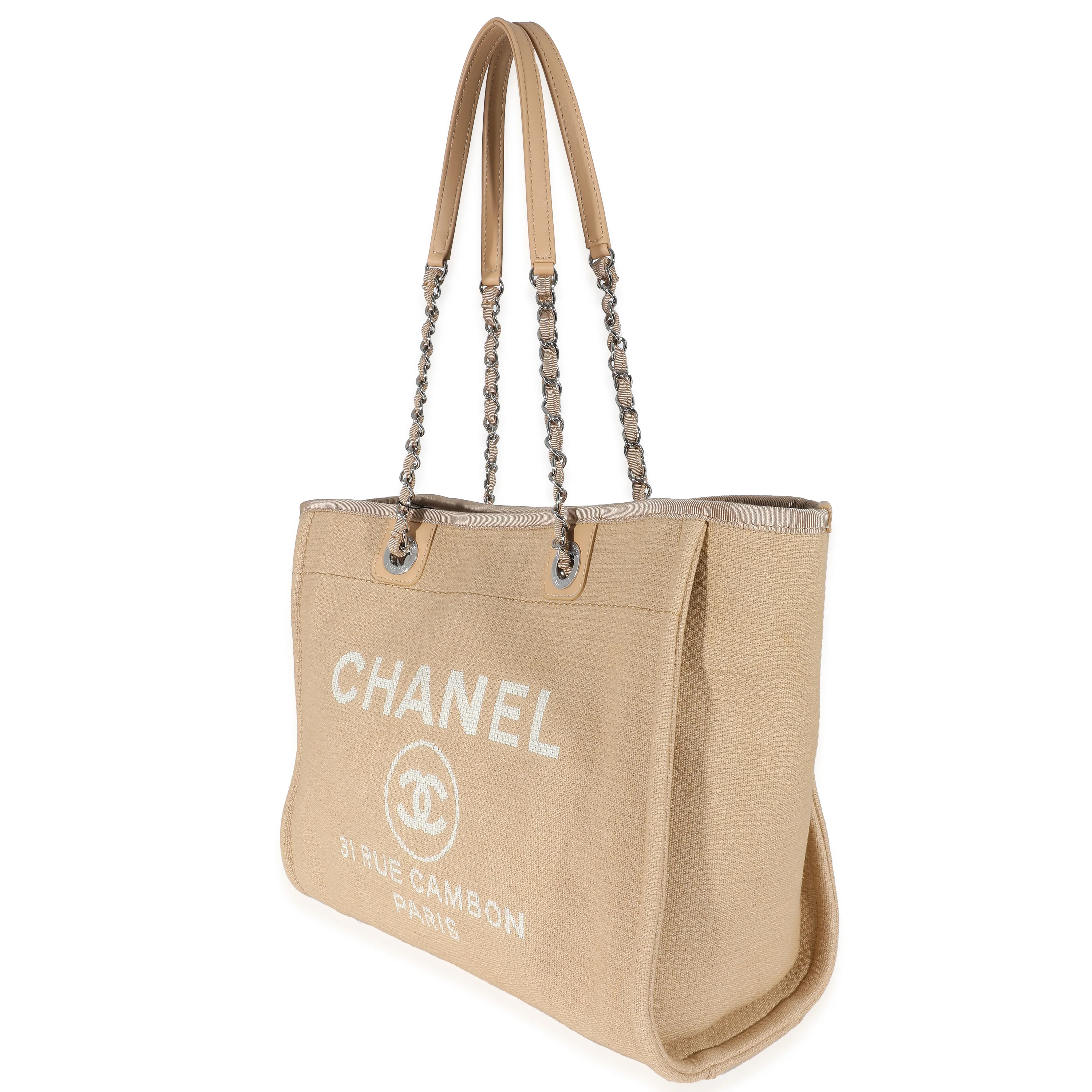 Chanel Beige Mixed Fibers Small Deauville Tote - Image 2