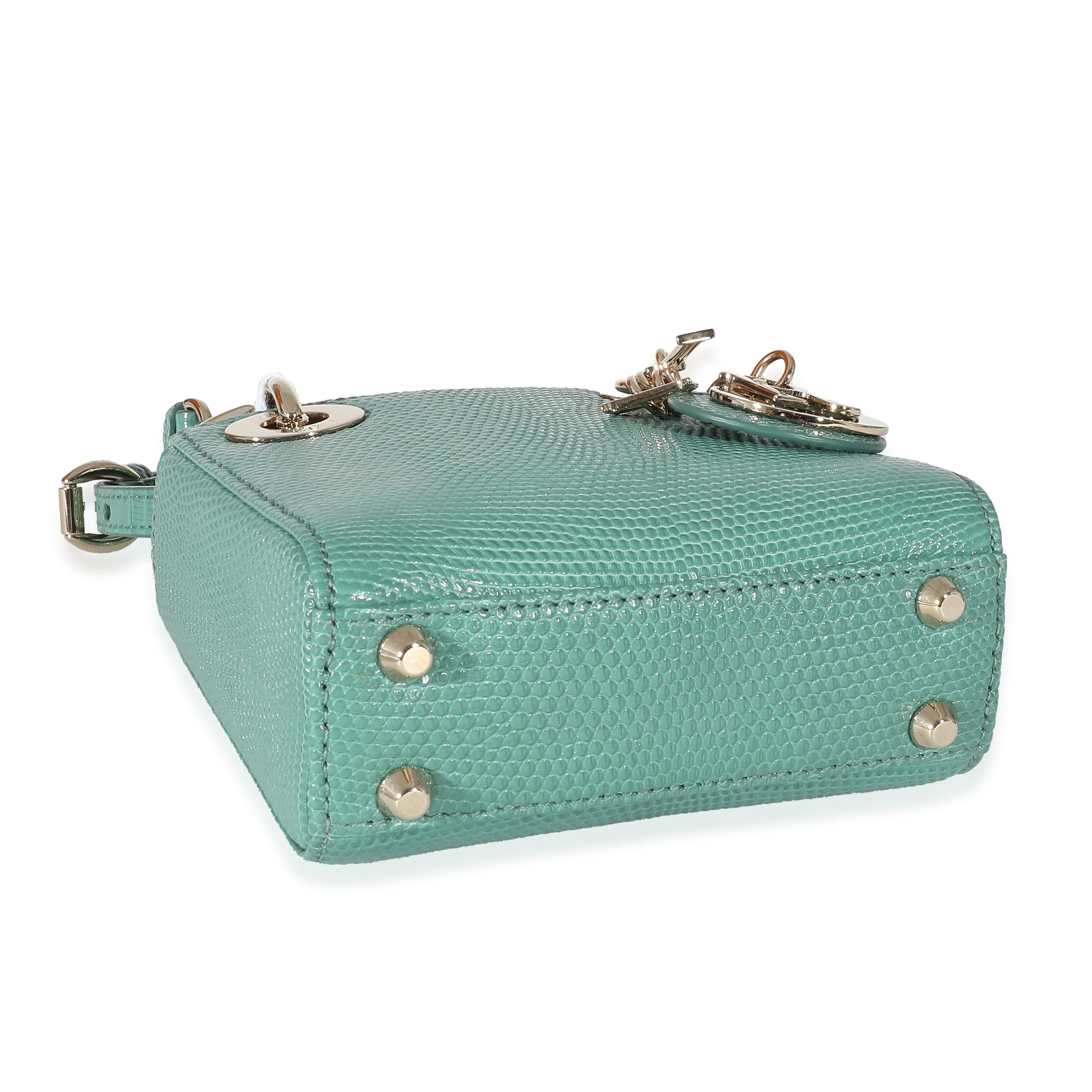Christian Dior Vert Tundra Lizard Micro Lady Dior - Image 3
