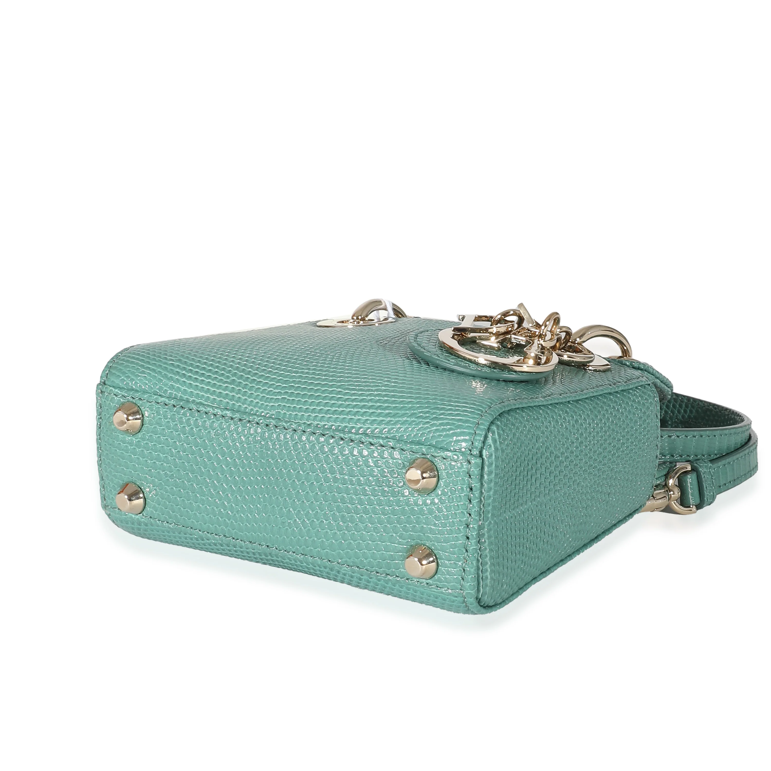 Christian Dior Vert Tundra Lizard Micro Lady Dior - Image 7