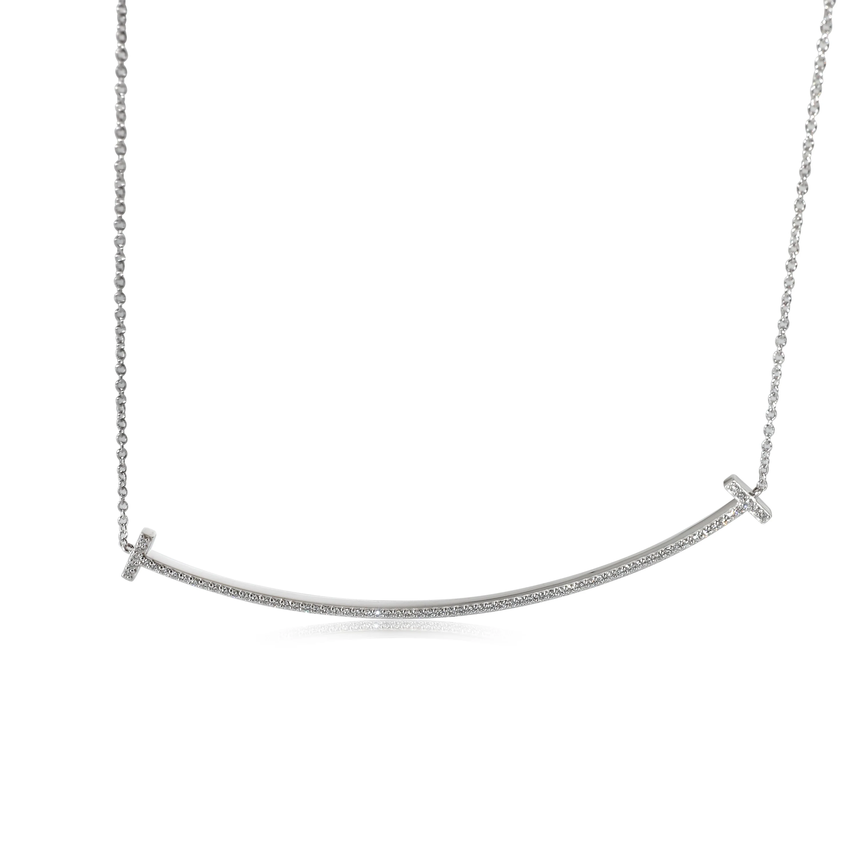 Tiffany & Co. Tiffany T Smile Diamond Necklace in 18k White Gold 0.19 CTW