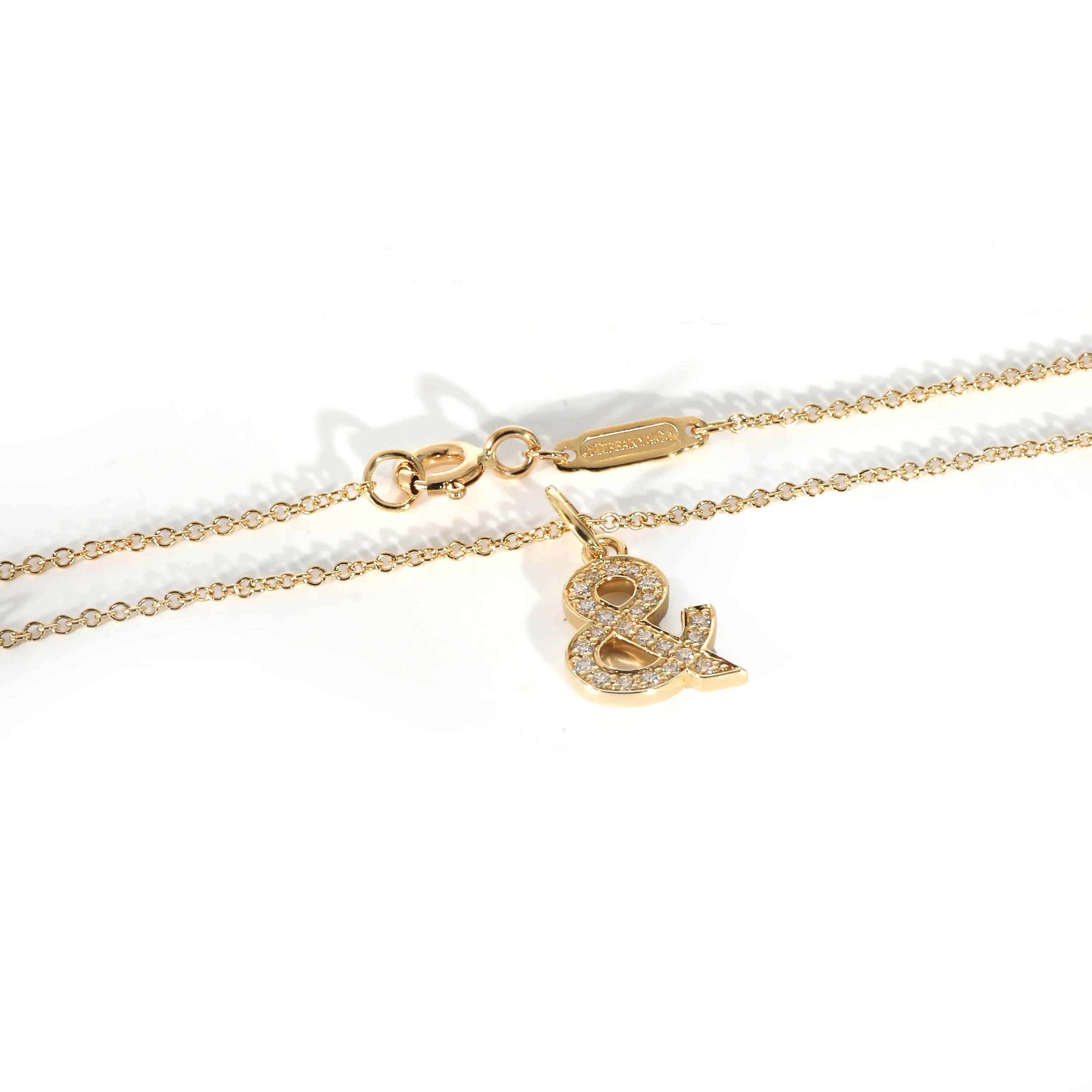 Tiffany & Co. Ampersand Pave Diamond Pendant in 18k Yellow Gold 0.07 Ctw - Image 4