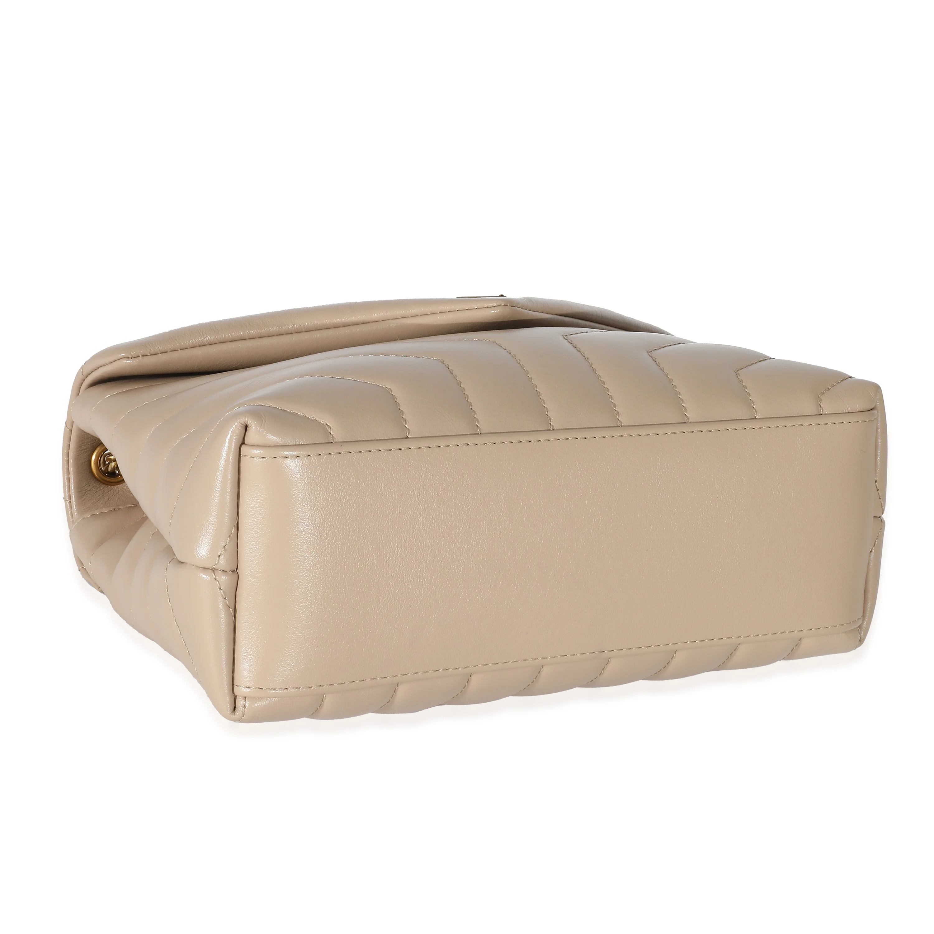 Saint Laurent Dark Beige Chevron Matelassé Calfskin Leather Small Loulou - Image 4