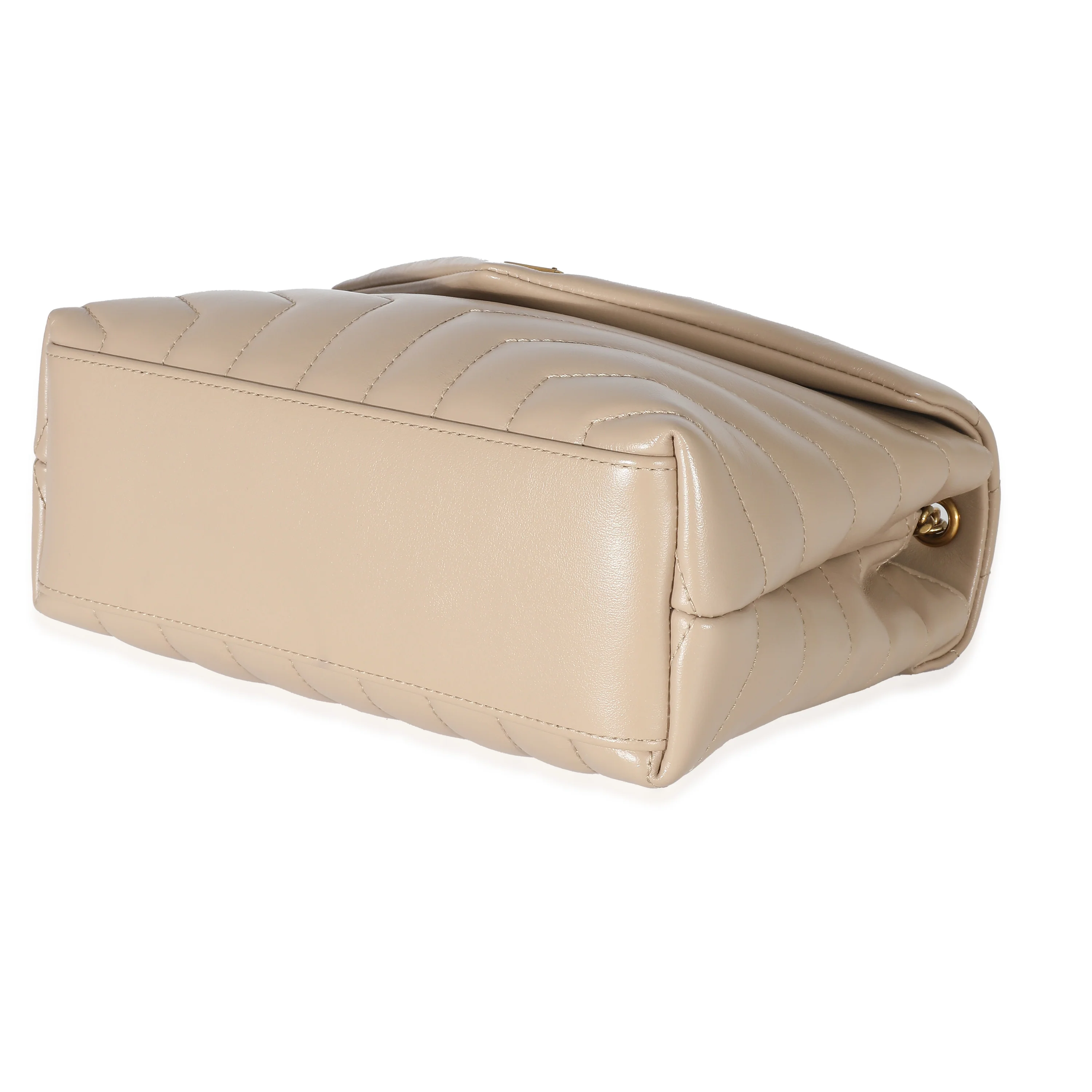 Saint Laurent Dark Beige Chevron Matelassé Calfskin Leather Small Loulou - Image 6