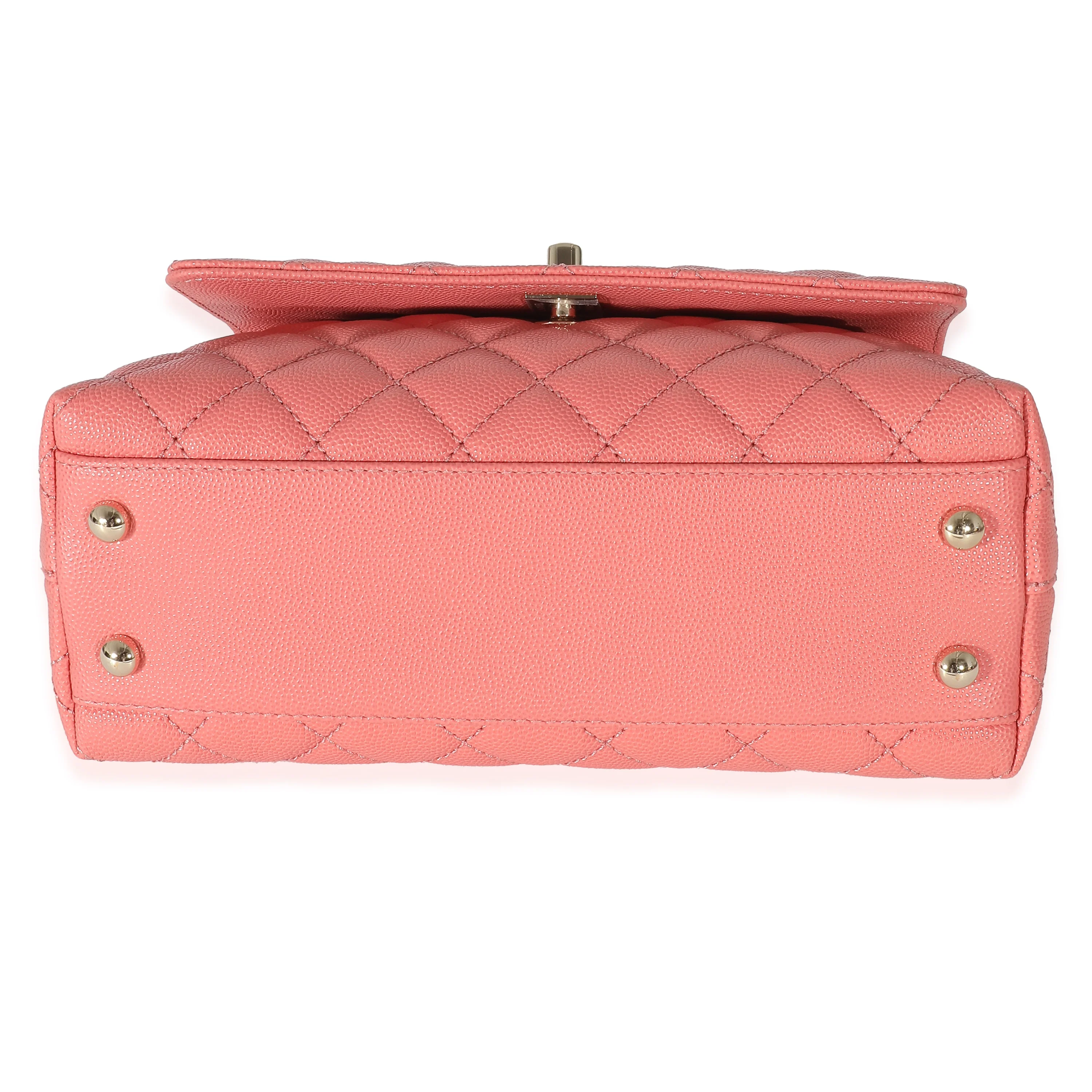 Chanel 22A Pink Quilted Caviar Small Coco Top Handle Bag - Image 4