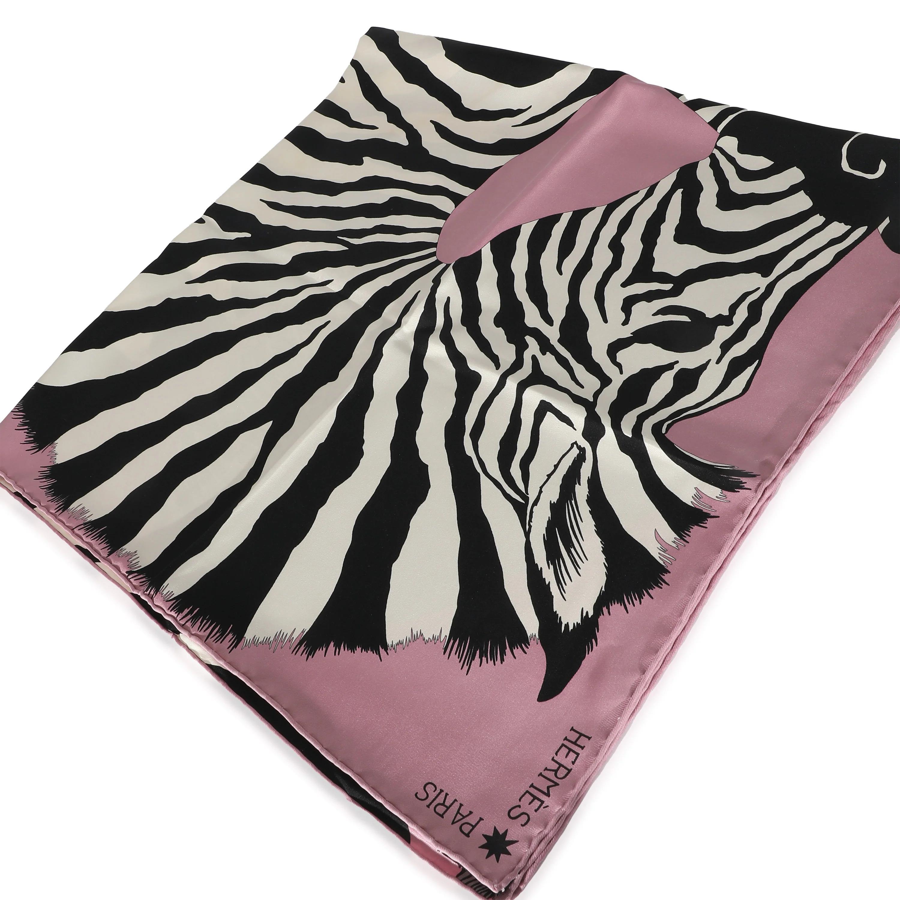 Hermès Pink Black White Silk Pegasus Zebra Scarf 90 - Image 3