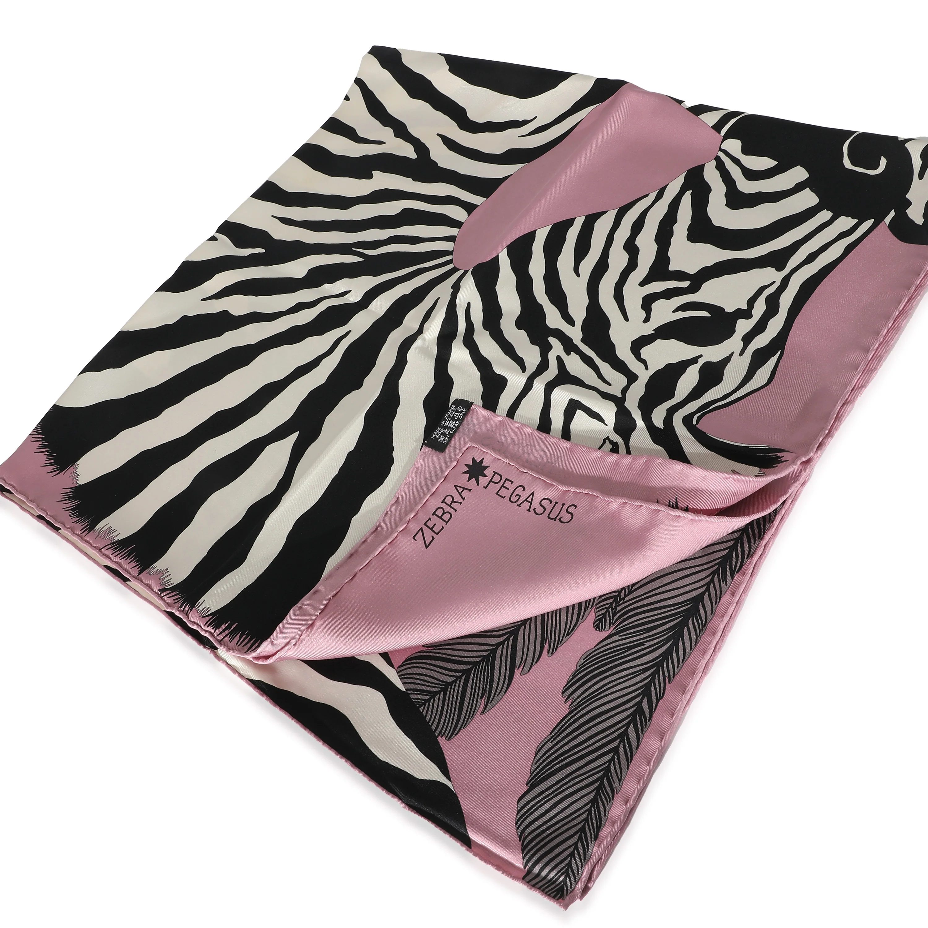 Hermès Pink Black White Silk Pegasus Zebra Scarf 90 - Image 4