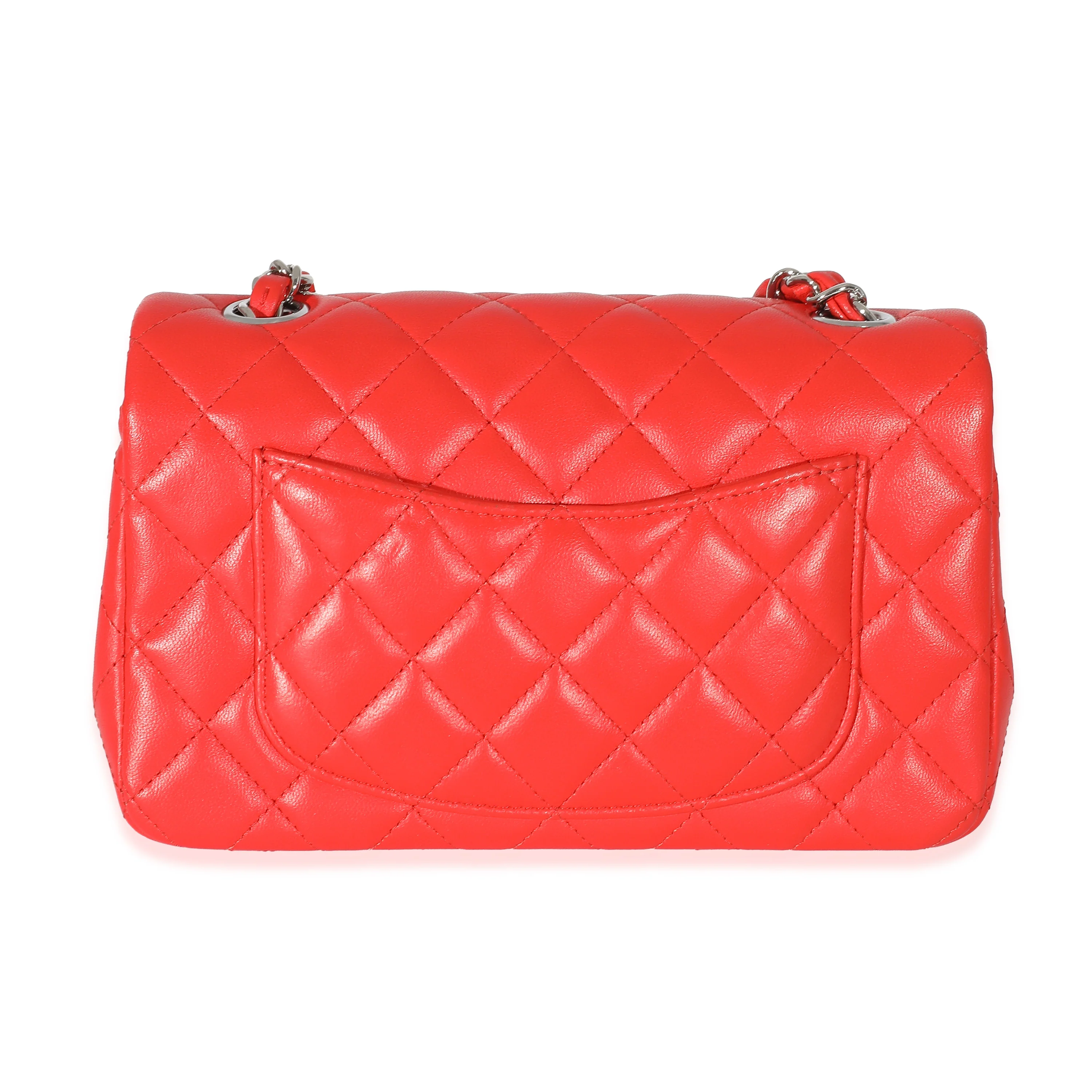 Chanel Red Quilted Lambskin Mini Rectangular Flap Bag - Image 5
