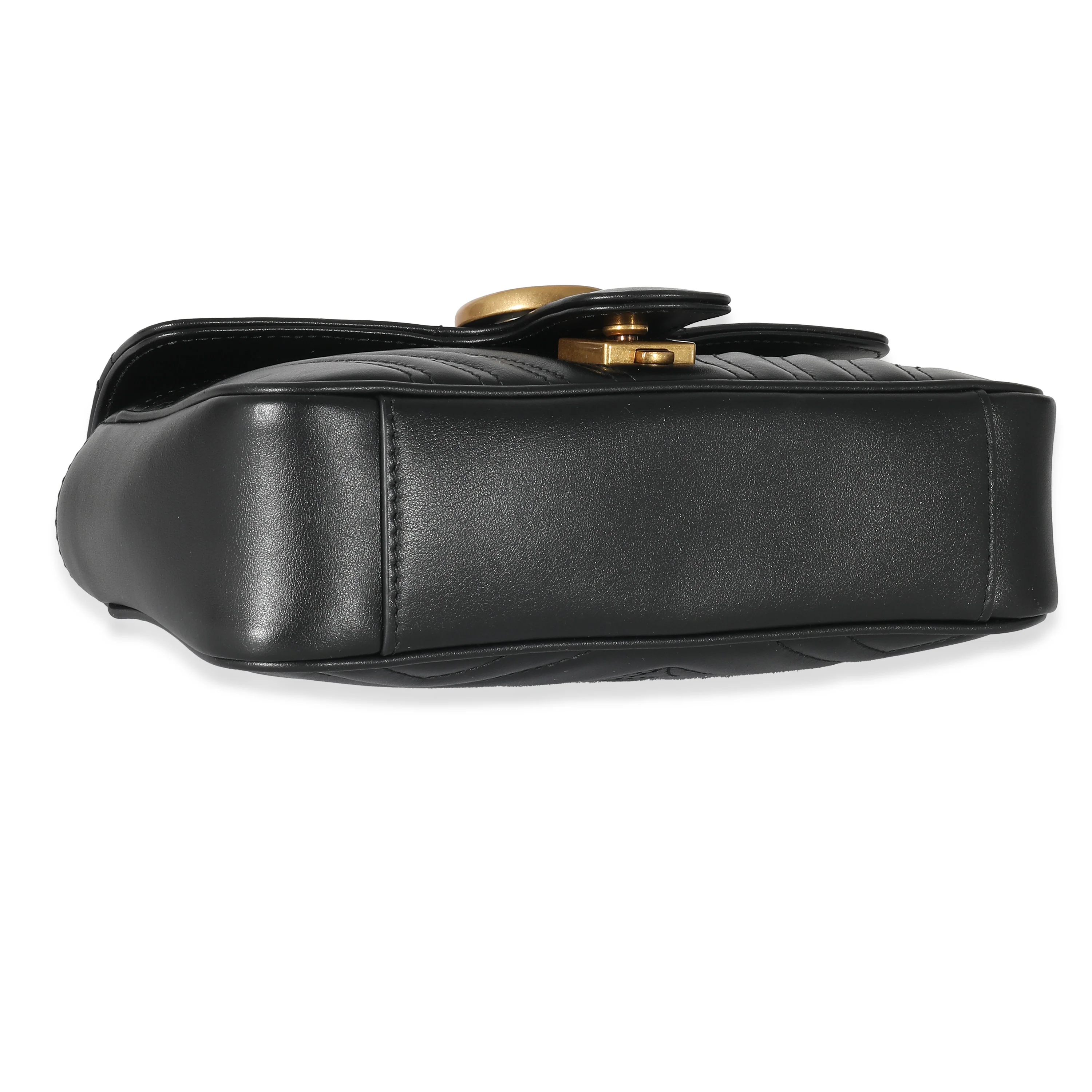 Gucci Black Chevron Matelassé Leather Mini GG Marmont Bag - Image 3