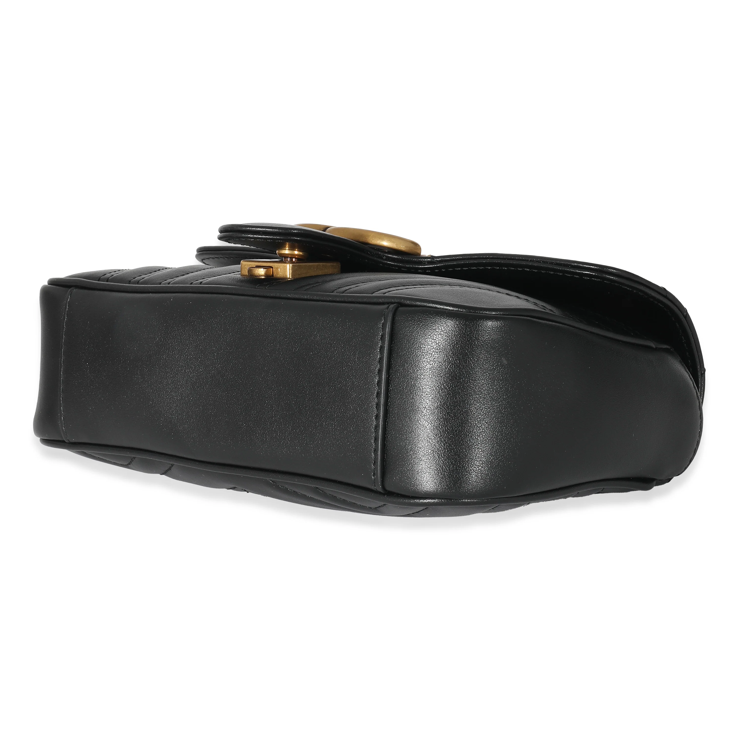 Gucci Black Chevron Matelassé Leather Mini GG Marmont Bag - Image 5