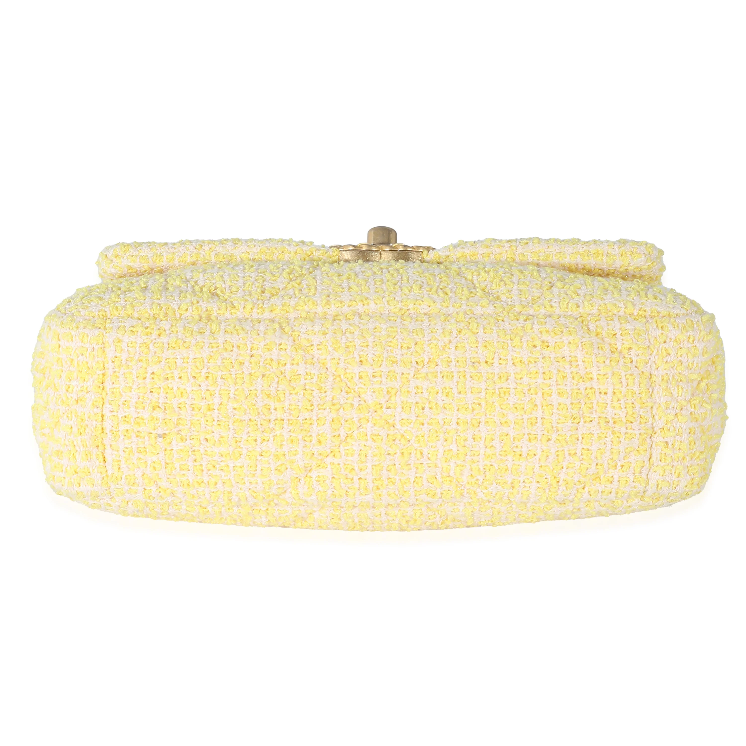 Chanel Yellow Tweed Chanel 19 Flap Bag - Image 4