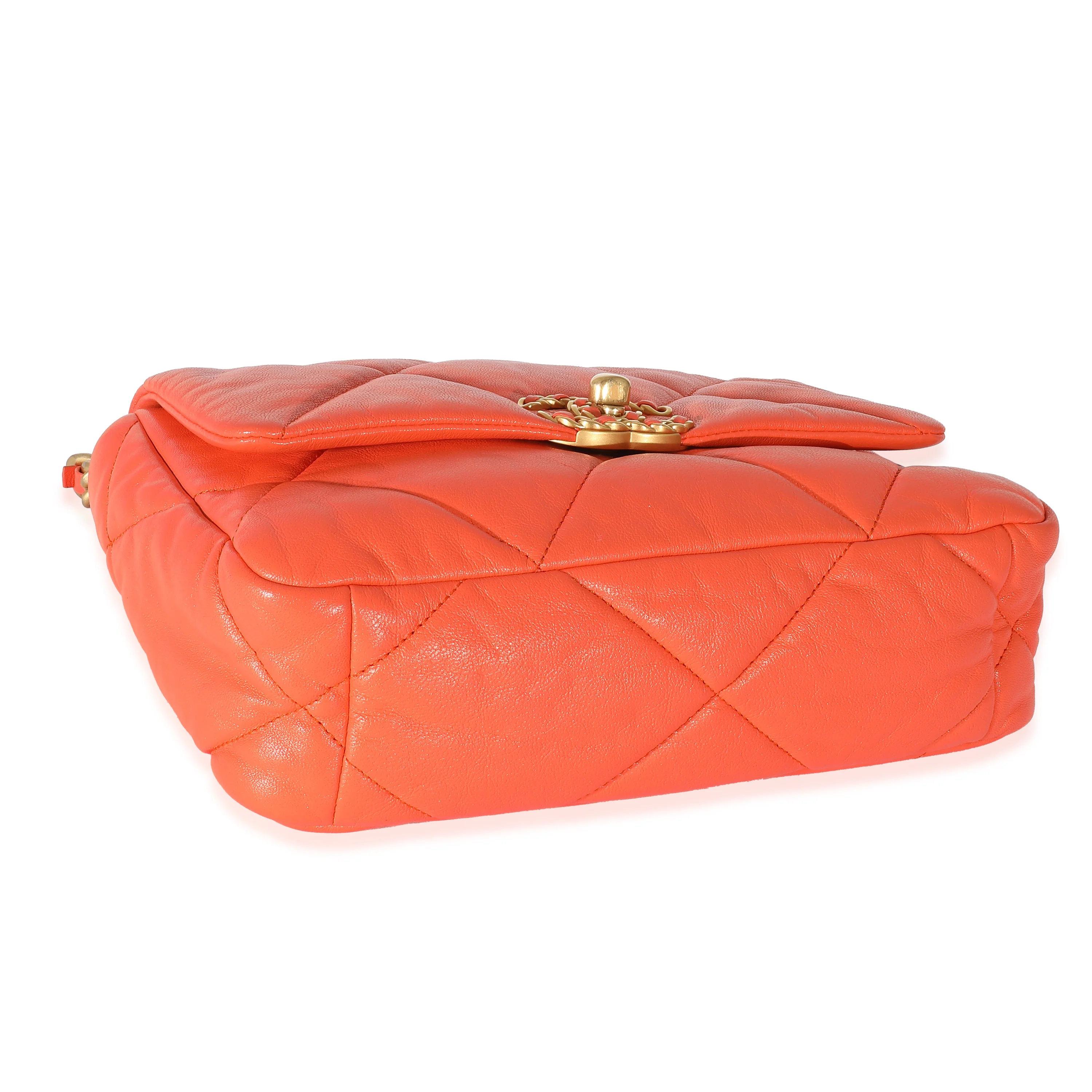 Chanel Orange Quilted Lambskin Chanel 19 Flap Bag - Image 6