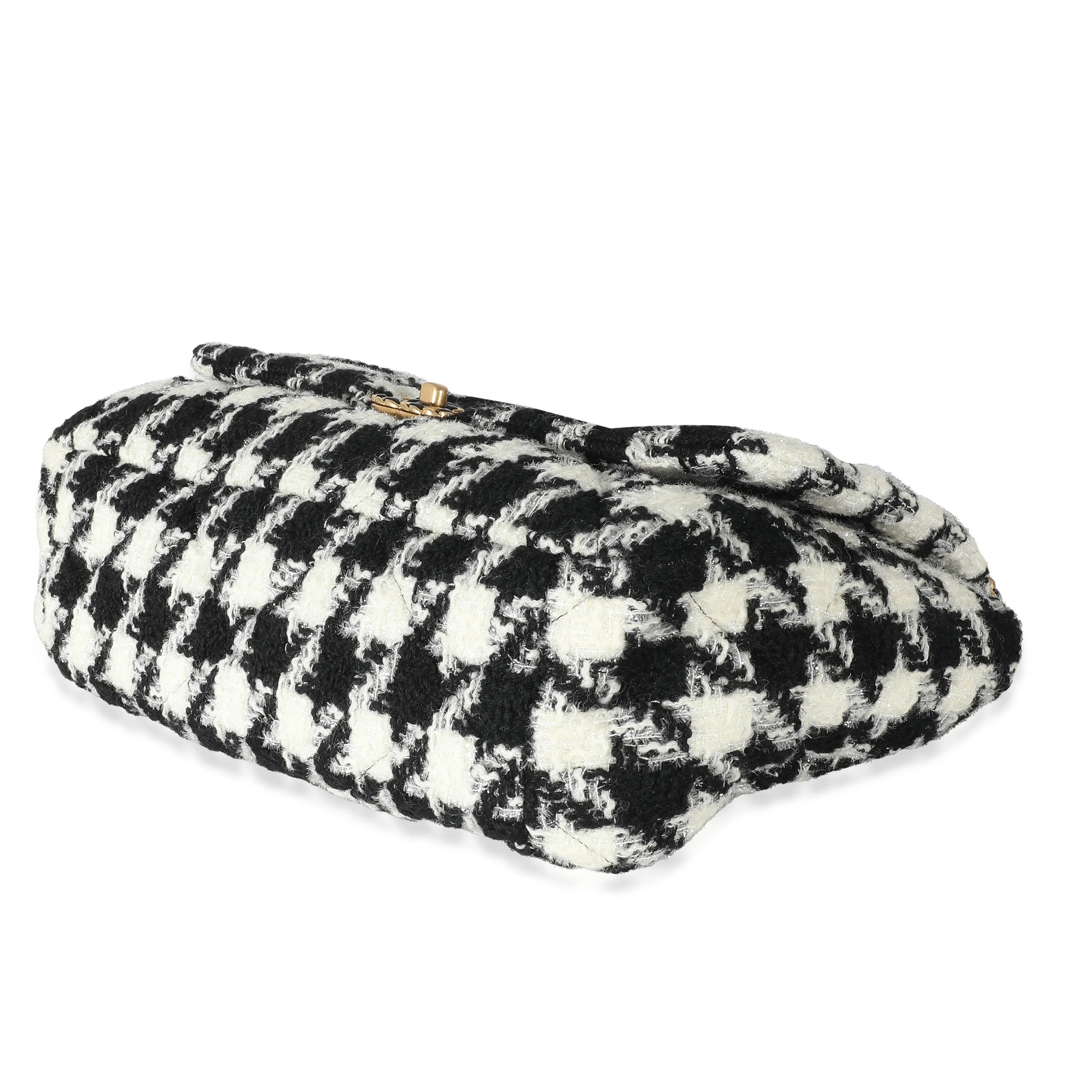 Chanel Black White Houndstooth Tweed Chanel 19 Maxi Flap Bag - Image 5