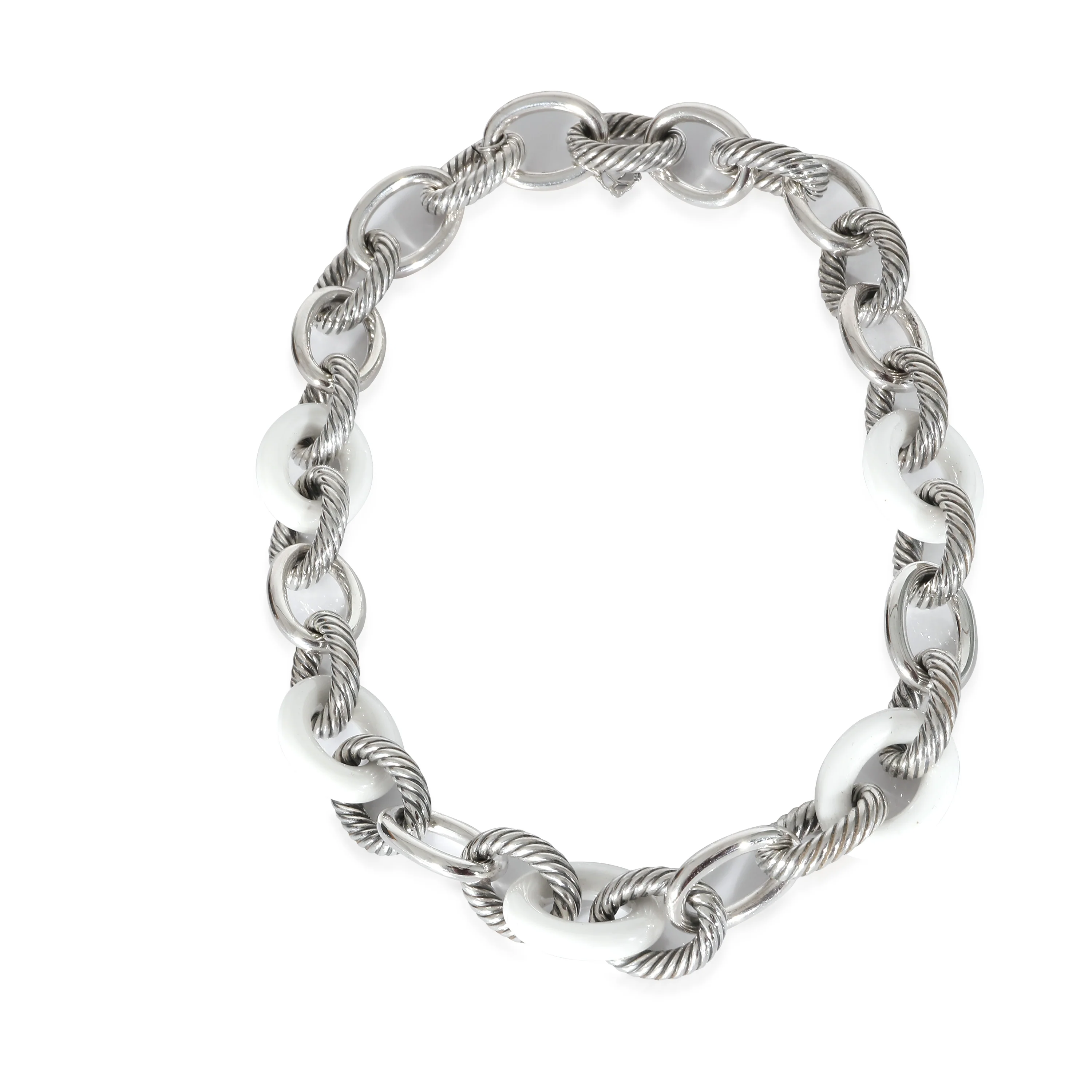 Oval Link Necklace in Sterling Silver With Ceramic - Image 2