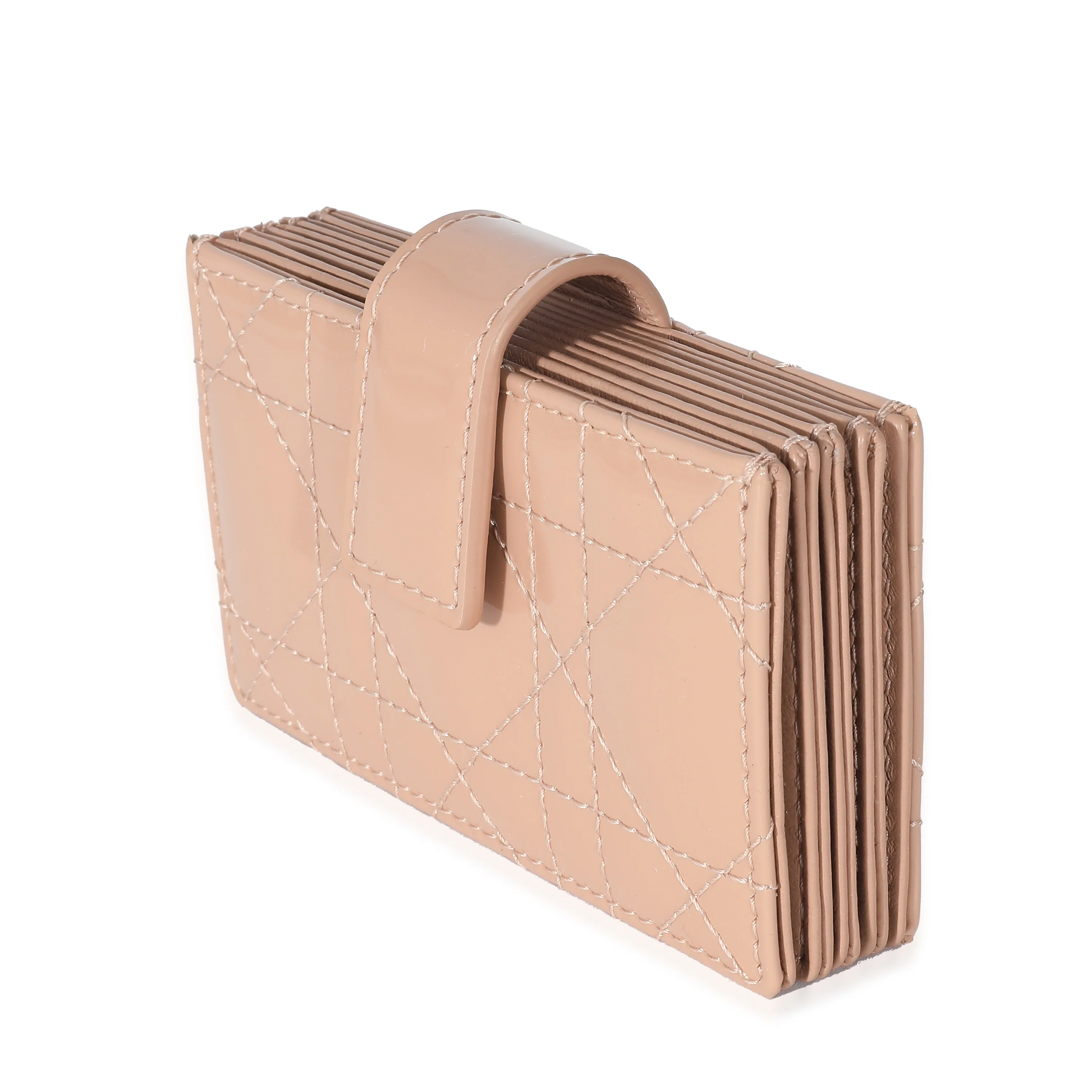 Christian Dior Rose Clair Patent Cannage Lady Dior Gusseted Card Holder - Image 2