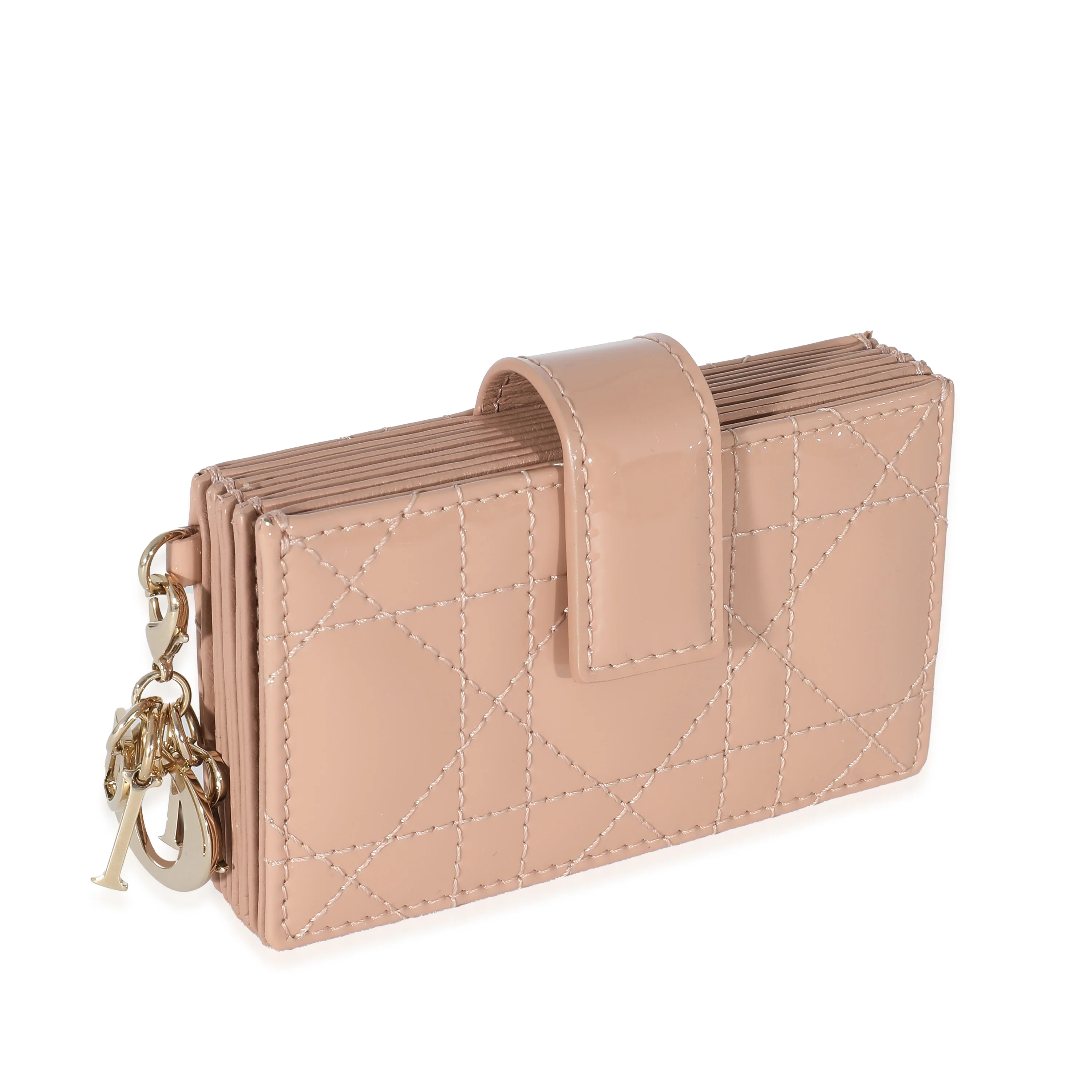 Christian Dior Rose Clair Patent Cannage Lady Dior Gusseted Card Holder - Image 3