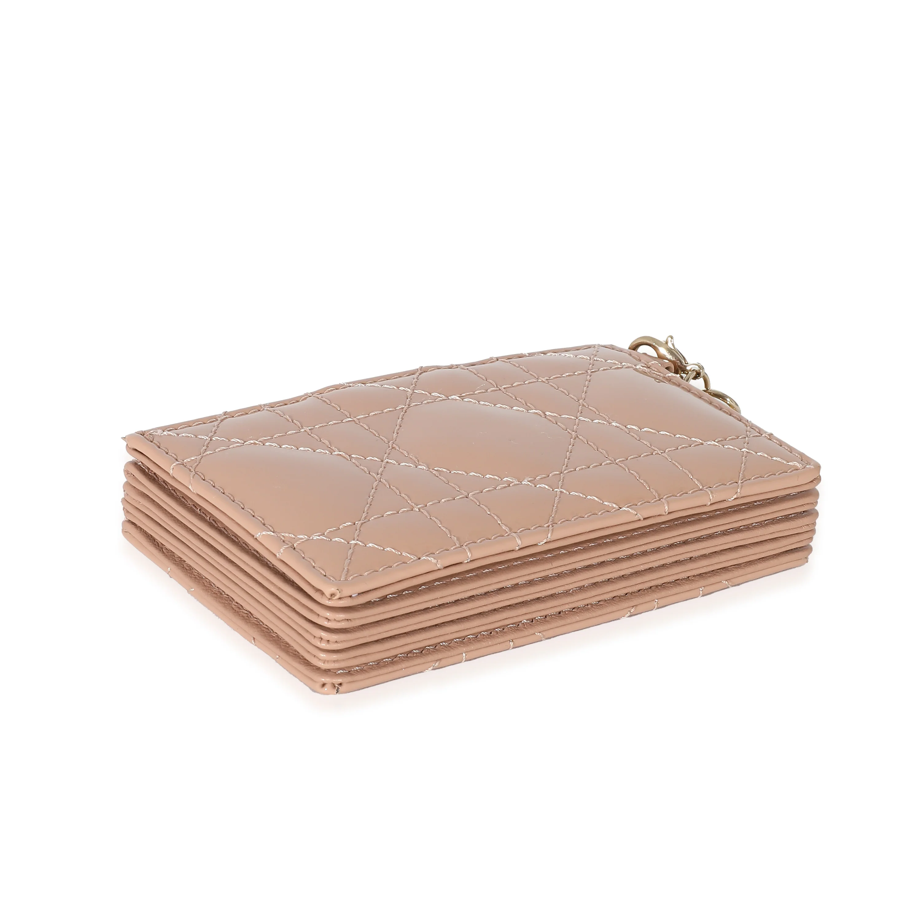 Christian Dior Rose Clair Patent Cannage Lady Dior Gusseted Card Holder - Image 4