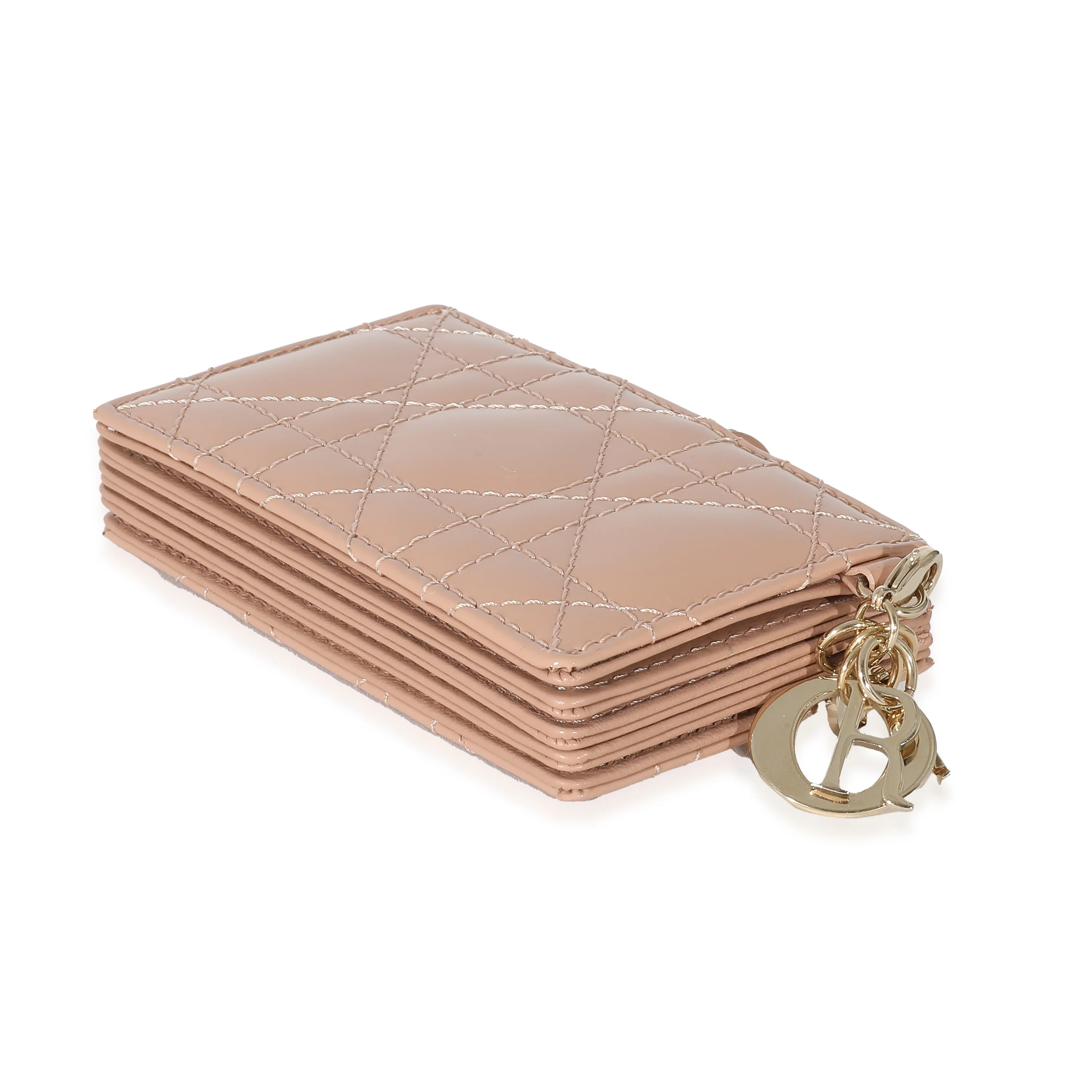 Christian Dior Rose Clair Patent Cannage Lady Dior Gusseted Card Holder - Image 6