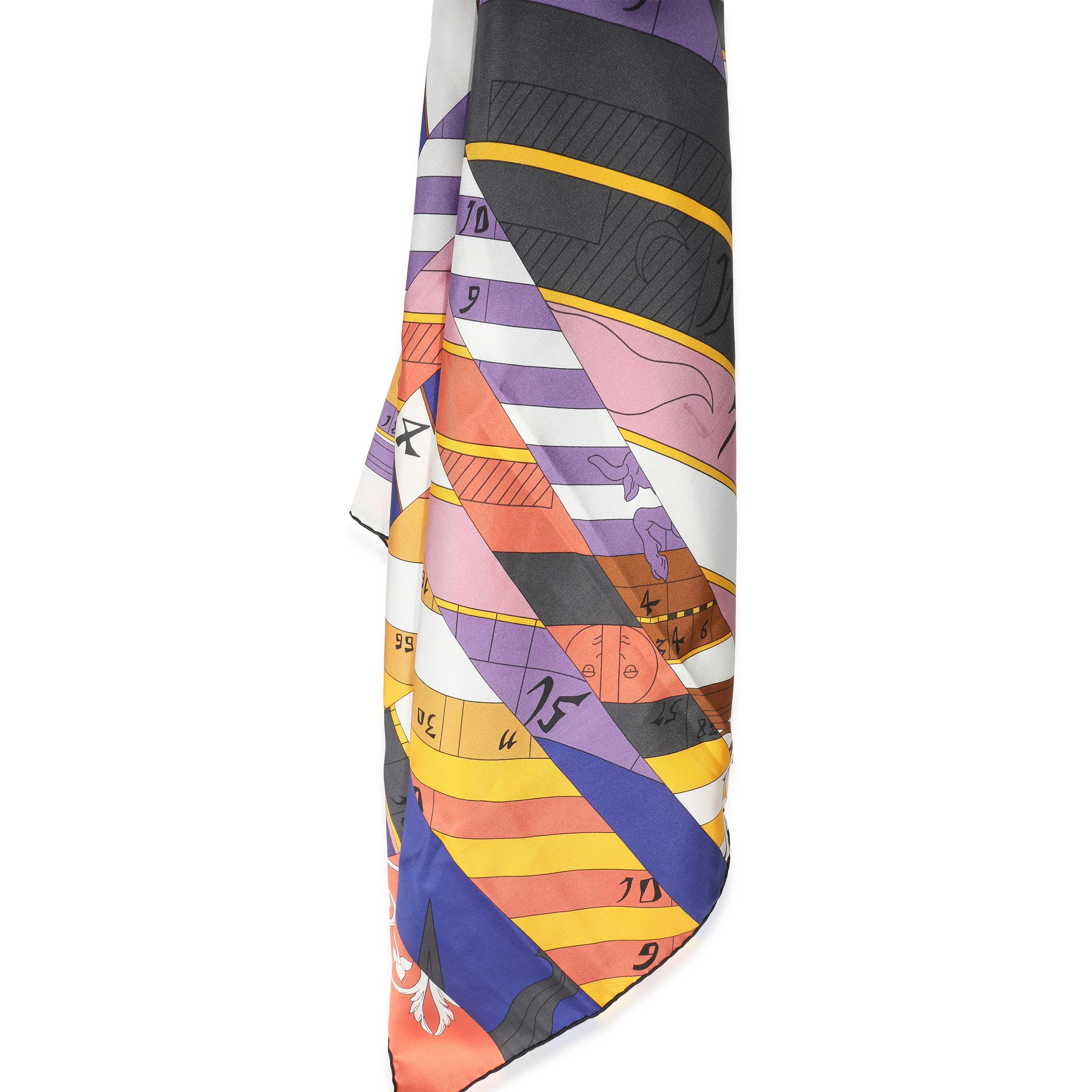 Hermès Purple Yellow Silk Astrologie Nouvelle Scarf 140 - Image 2