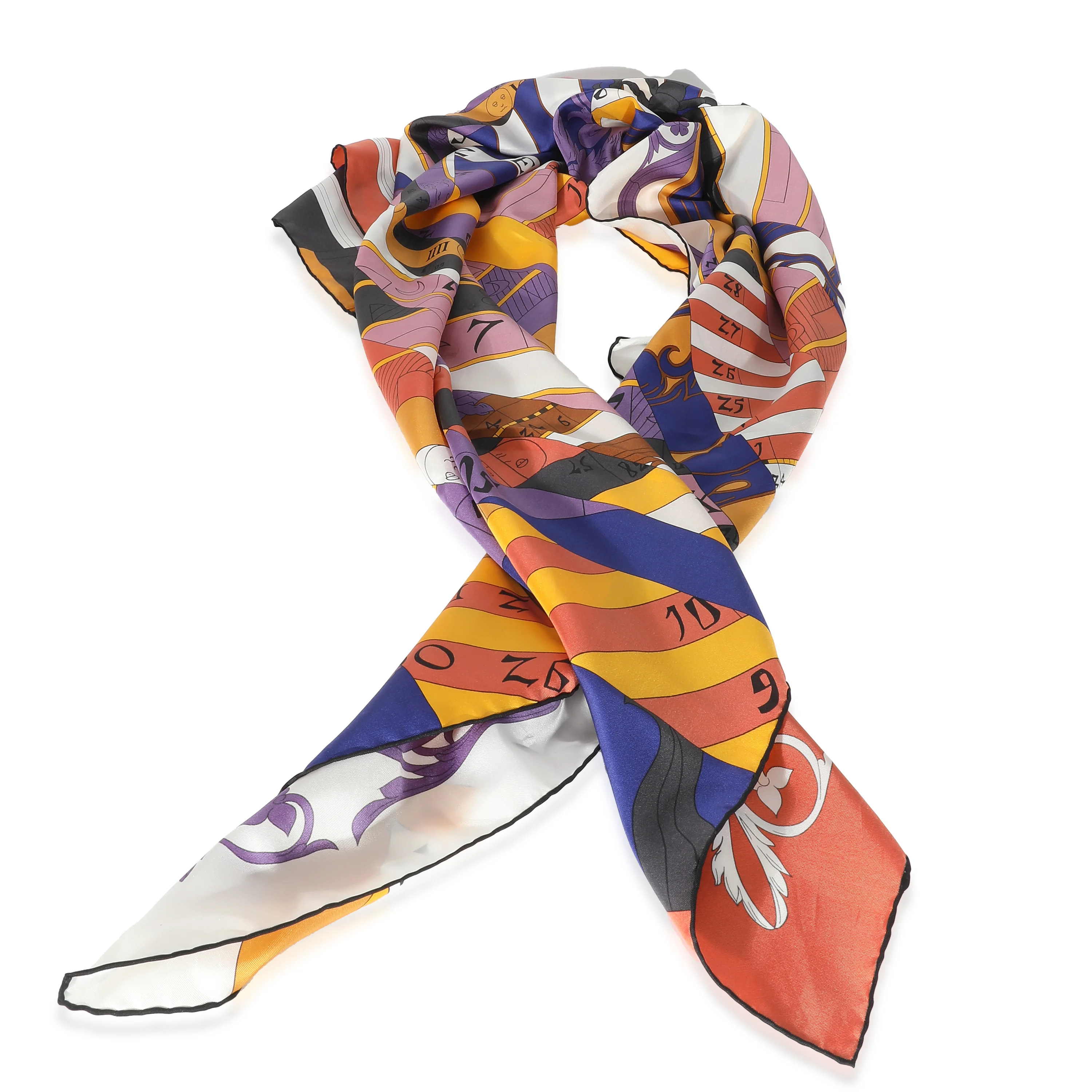 Hermès Purple Yellow Silk Astrologie Nouvelle Scarf 140 - Image 3