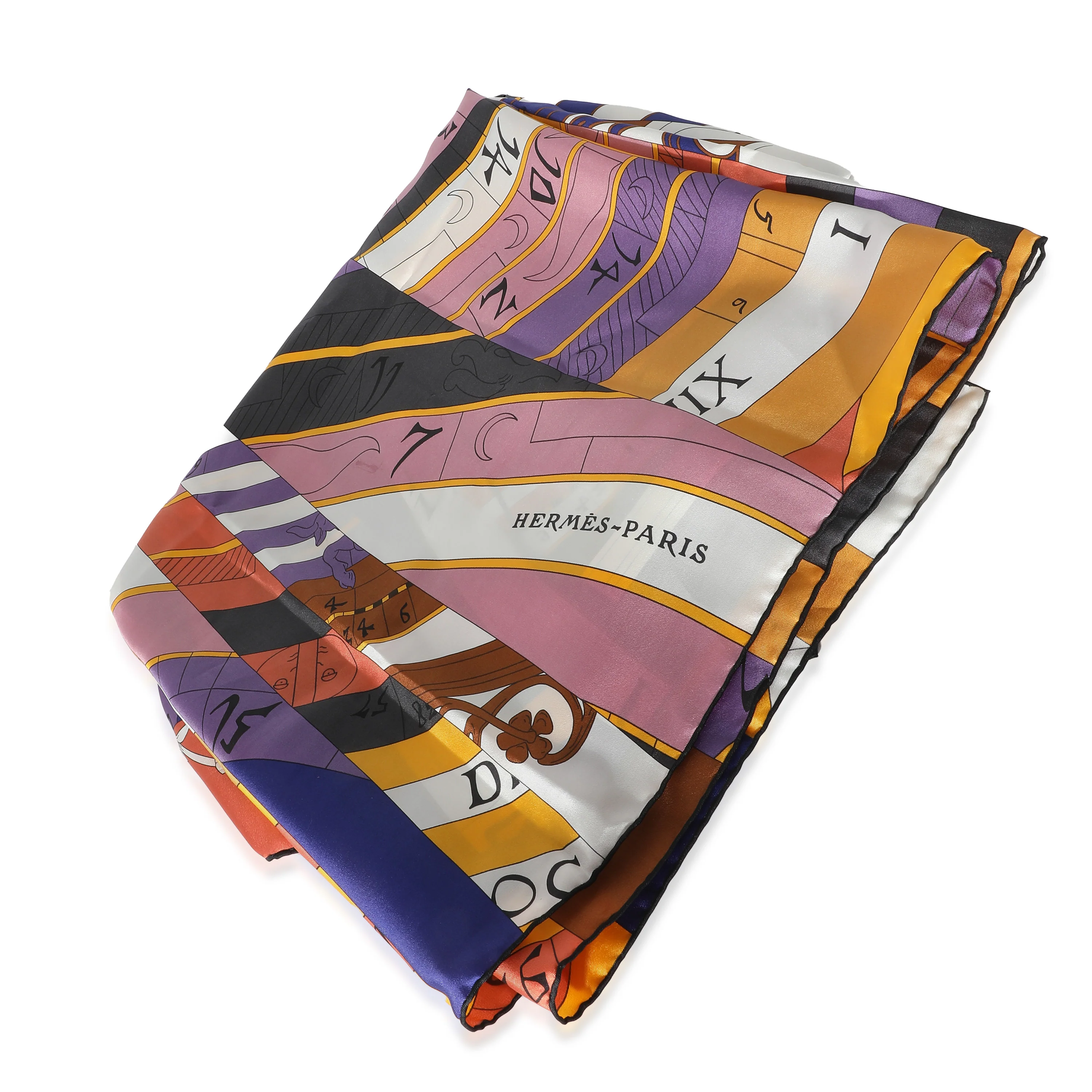 Hermès Purple Yellow Silk Astrologie Nouvelle Scarf 140 - Image 4