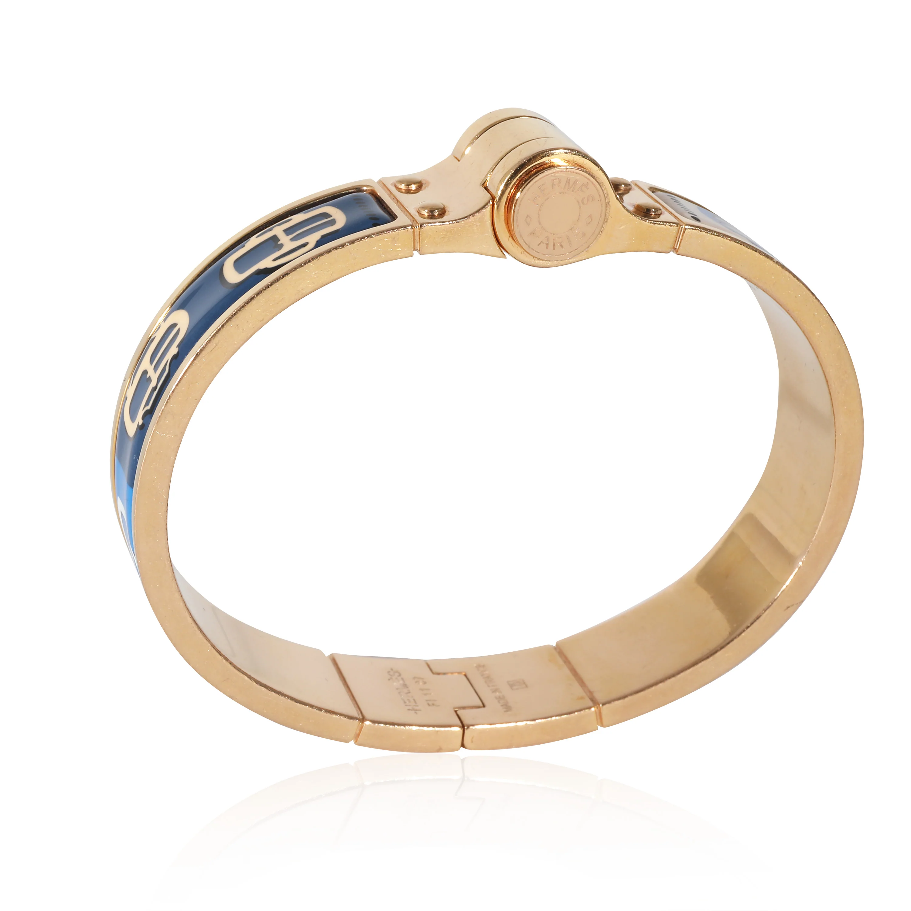 Gold Plated Hermès Charnières Narrow Hinged Bracelet, Boucleries Design - Image 6