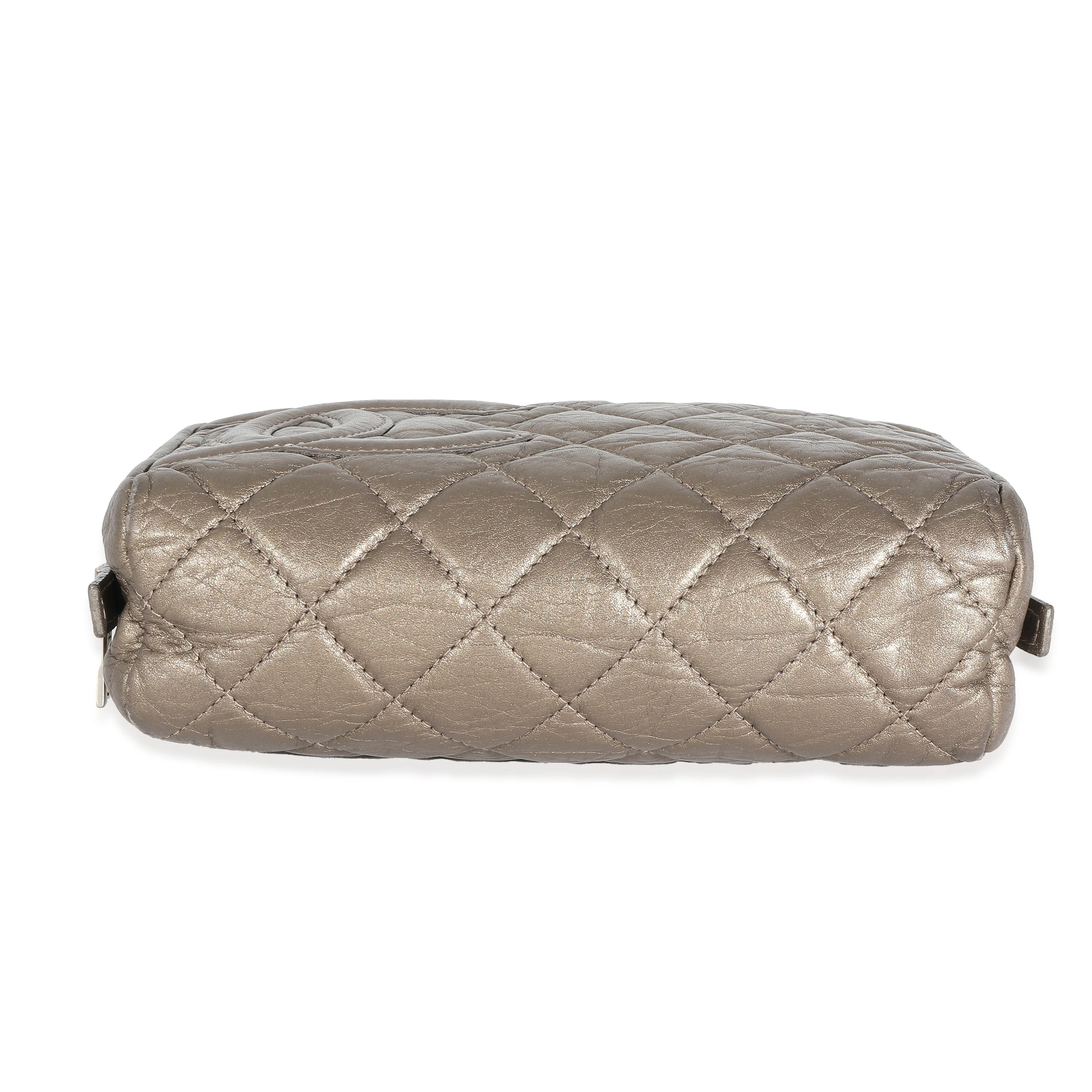 Gold Crinkled Leather Cambon CC Cosmetic Case - Image 7