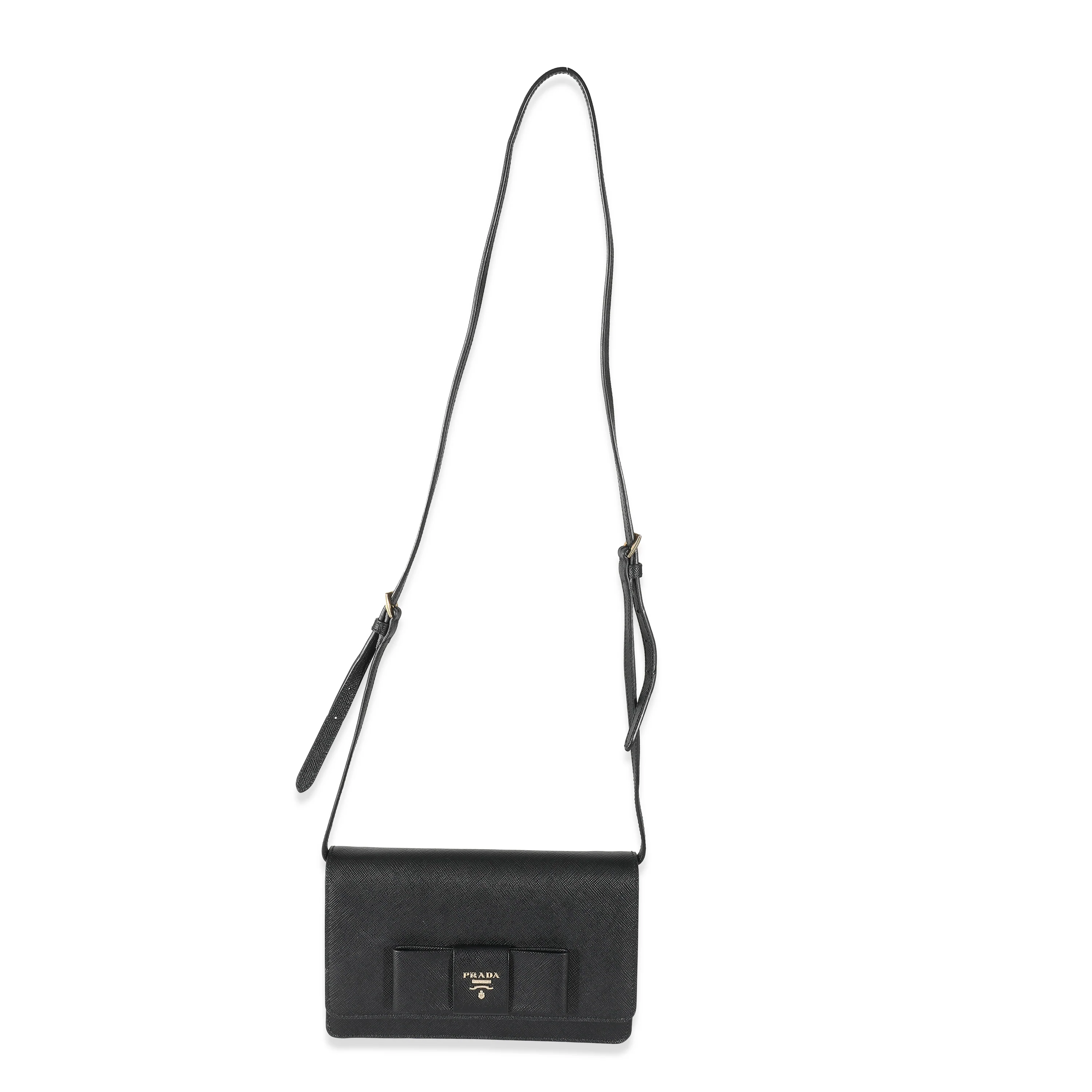 Black Saffiano Lux Bow Crossbody Wallet - Image 4