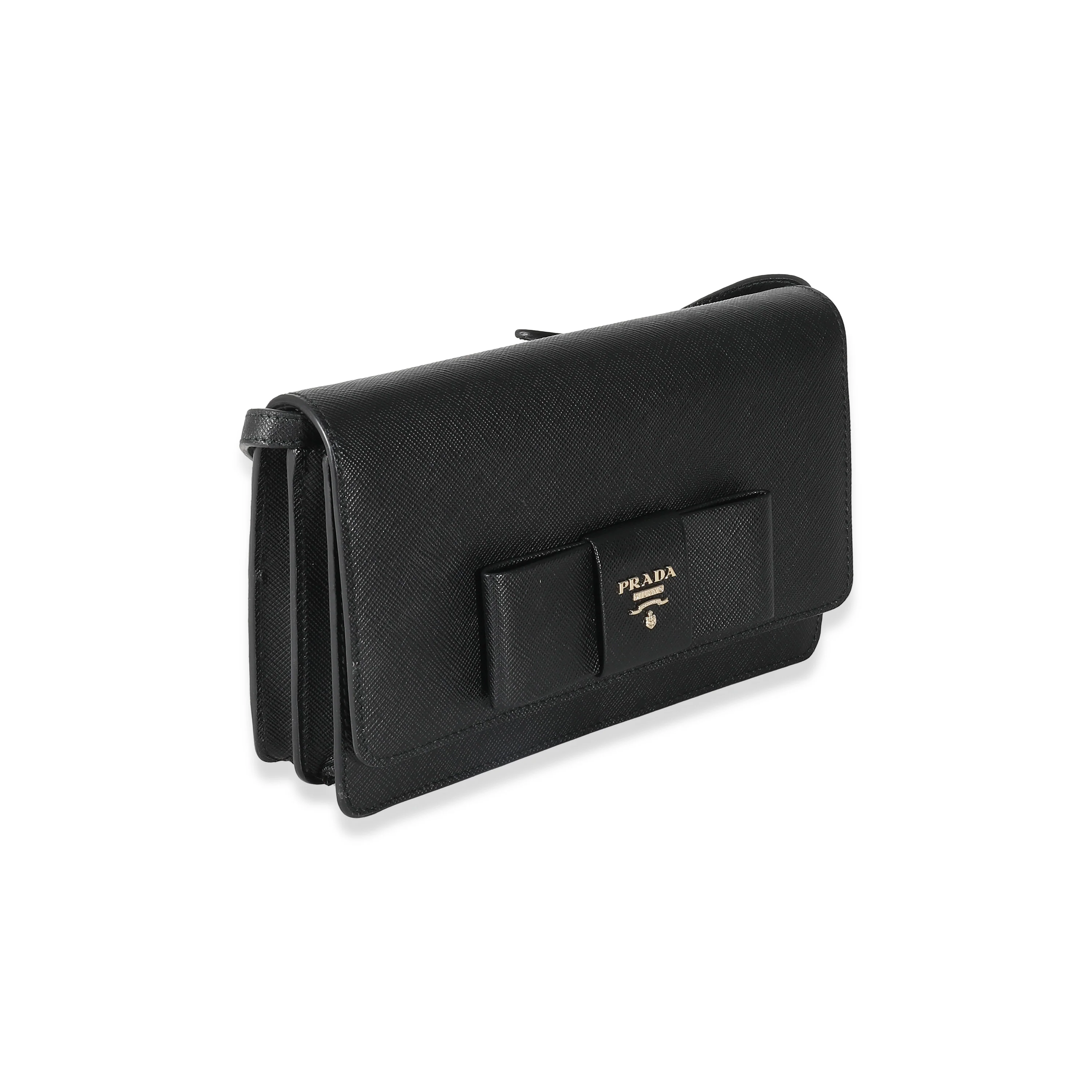 Black Saffiano Lux Bow Crossbody Wallet - Image 5