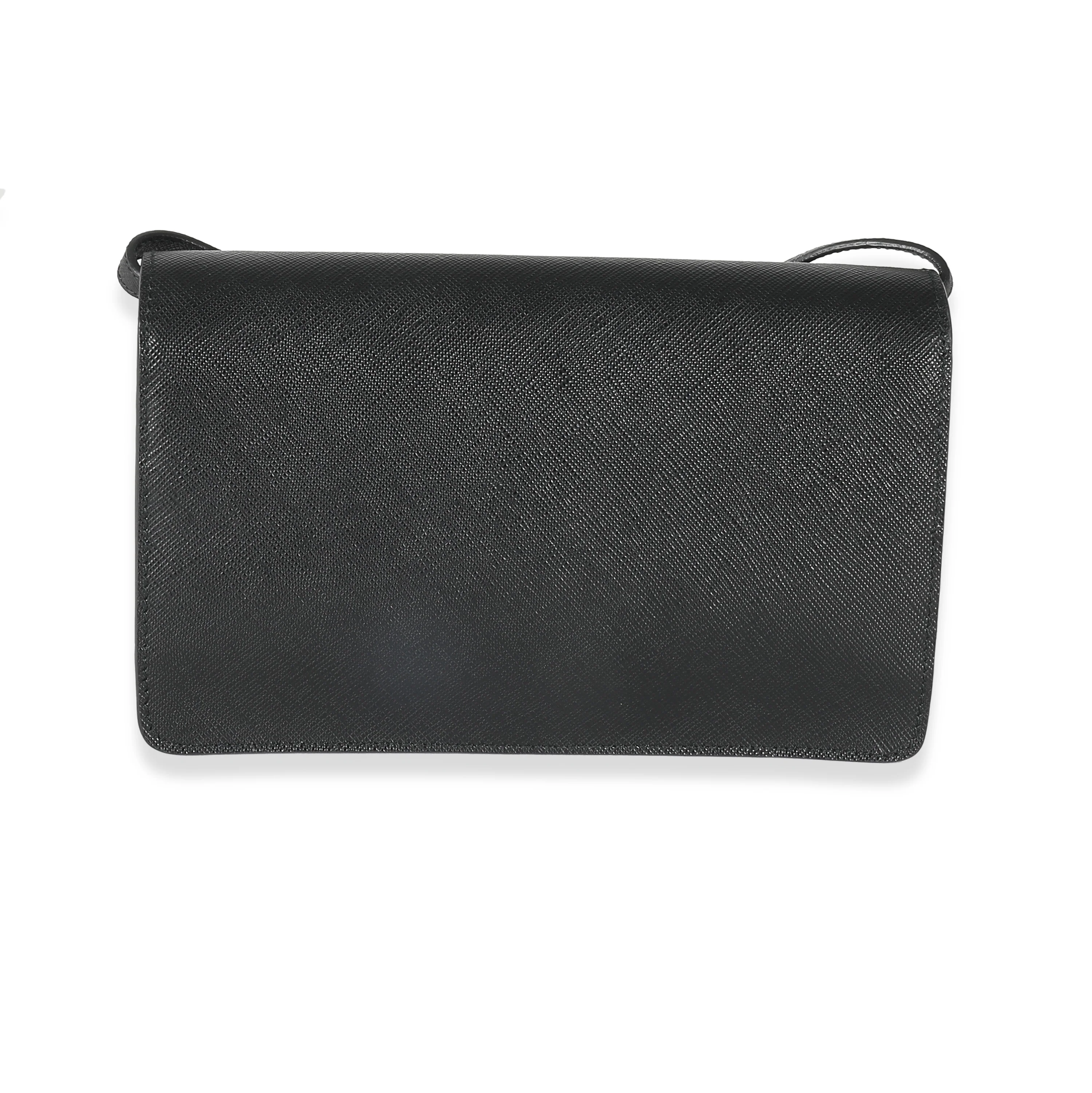 Black Saffiano Lux Bow Crossbody Wallet - Image 7