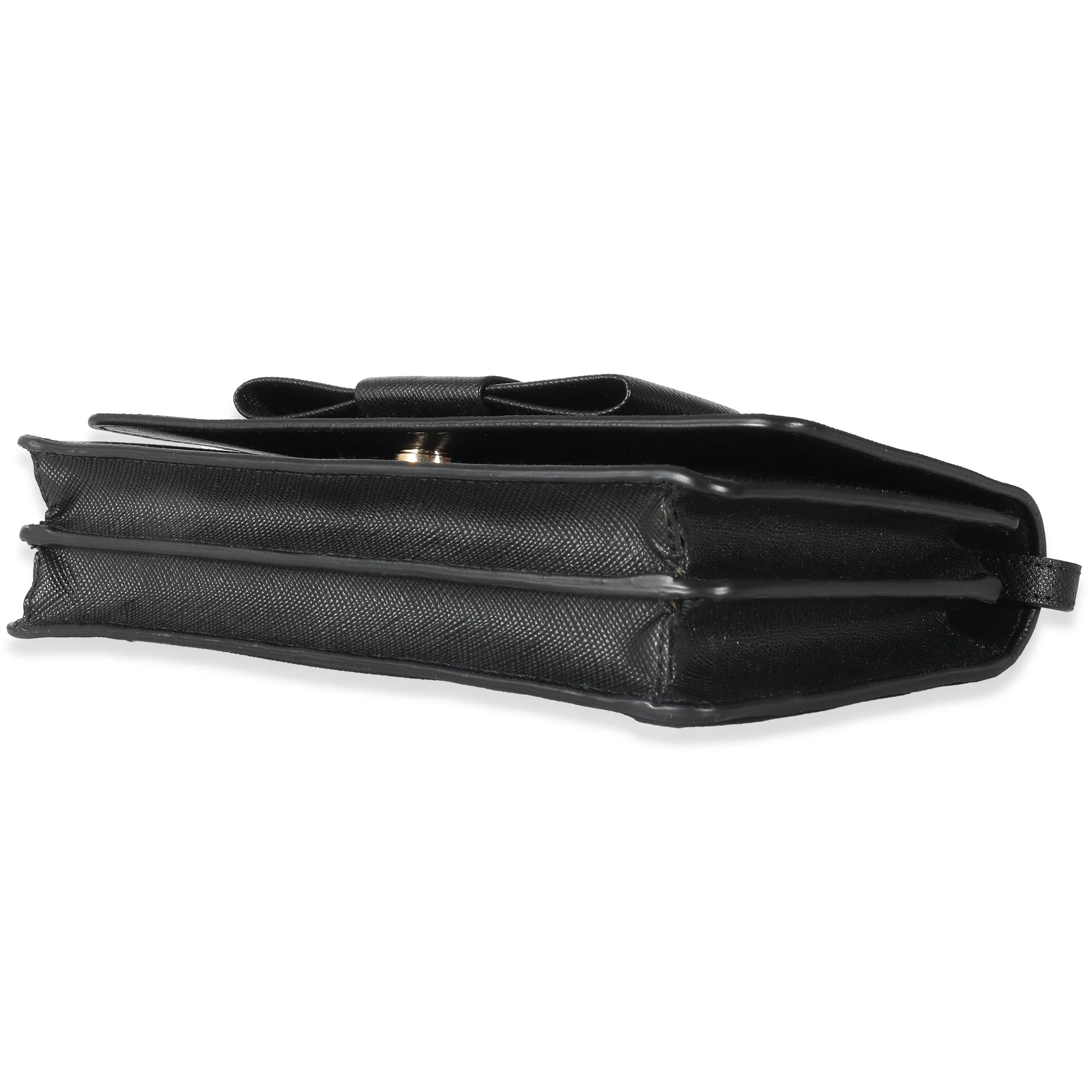 Black Saffiano Lux Bow Crossbody Wallet - Image 8