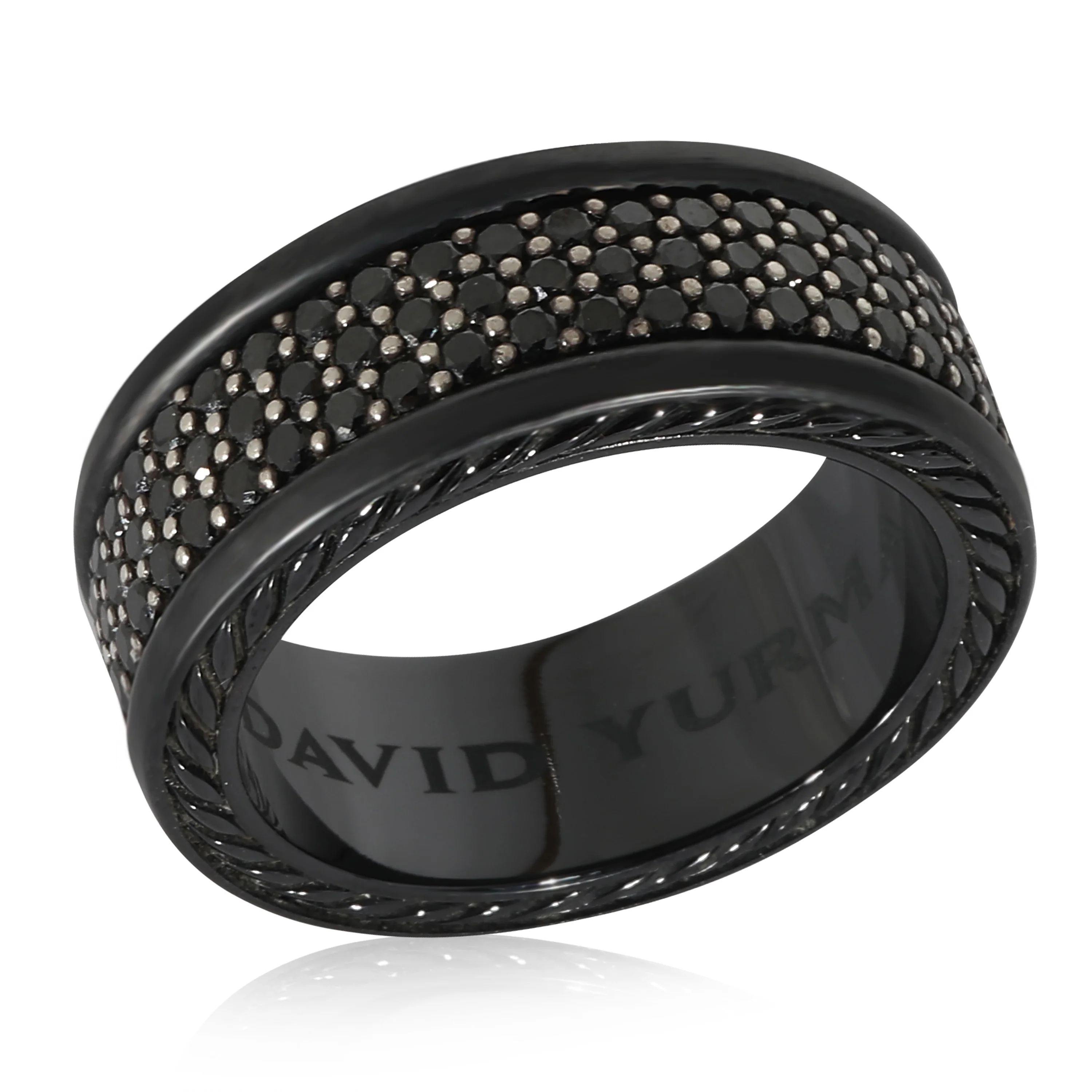 Streamline Three Row Black Diamond Ring in Black Titanium 2.62 CTW - Image 2