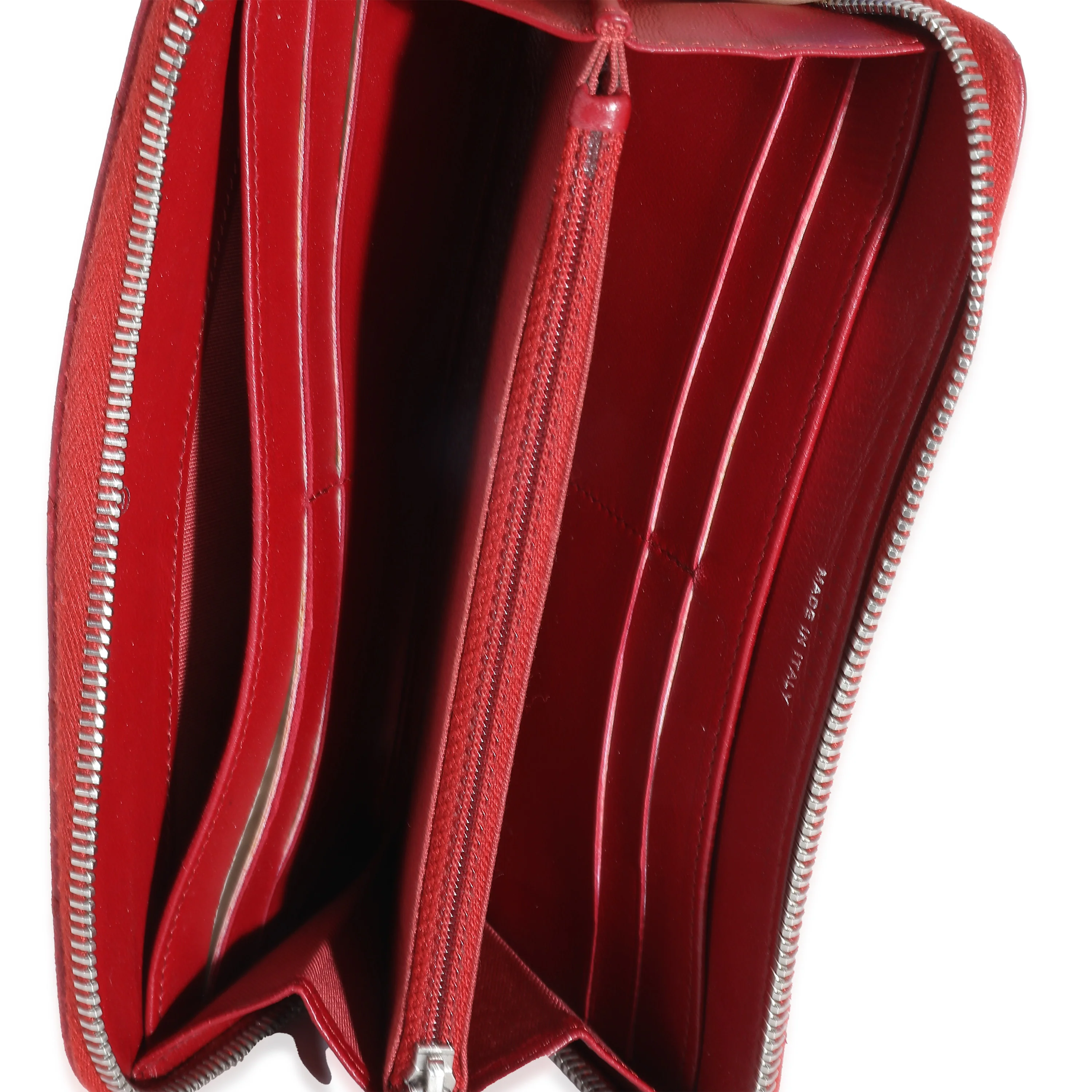 Chanel Red Quilted Lambskin Zip Around Wallet - Image 9