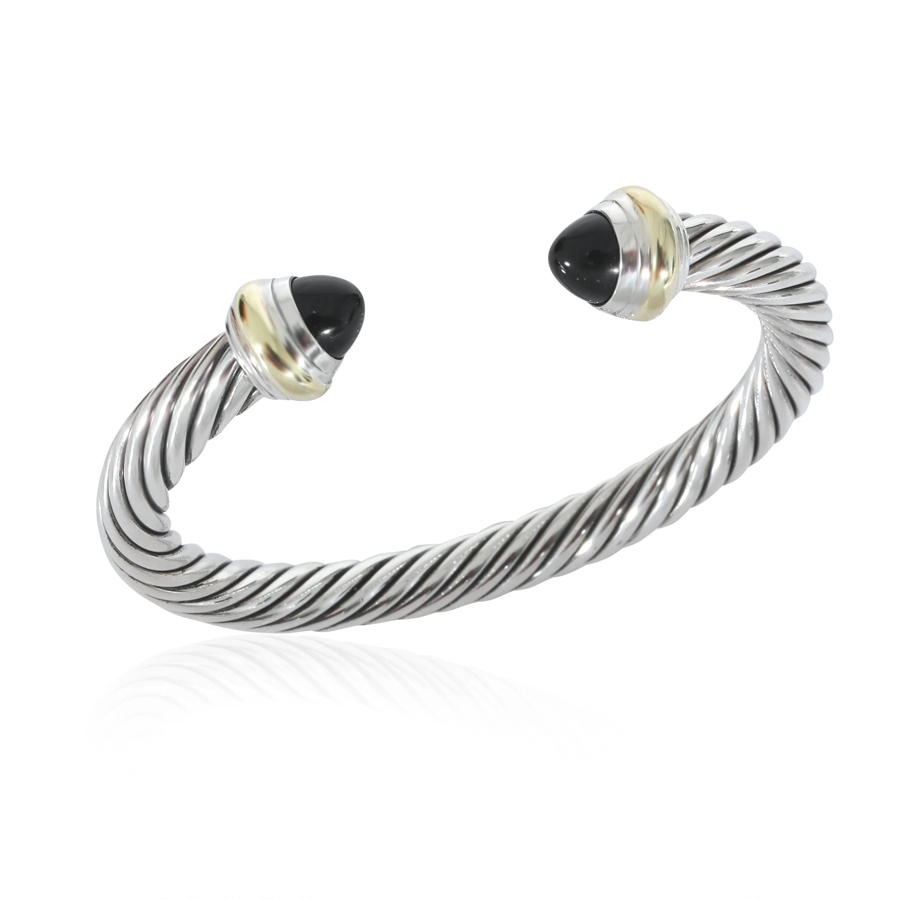 David Yurman Classic Cable Onyx Bracelet in 14K Yellow Gold/Sterling Silver - Image 4