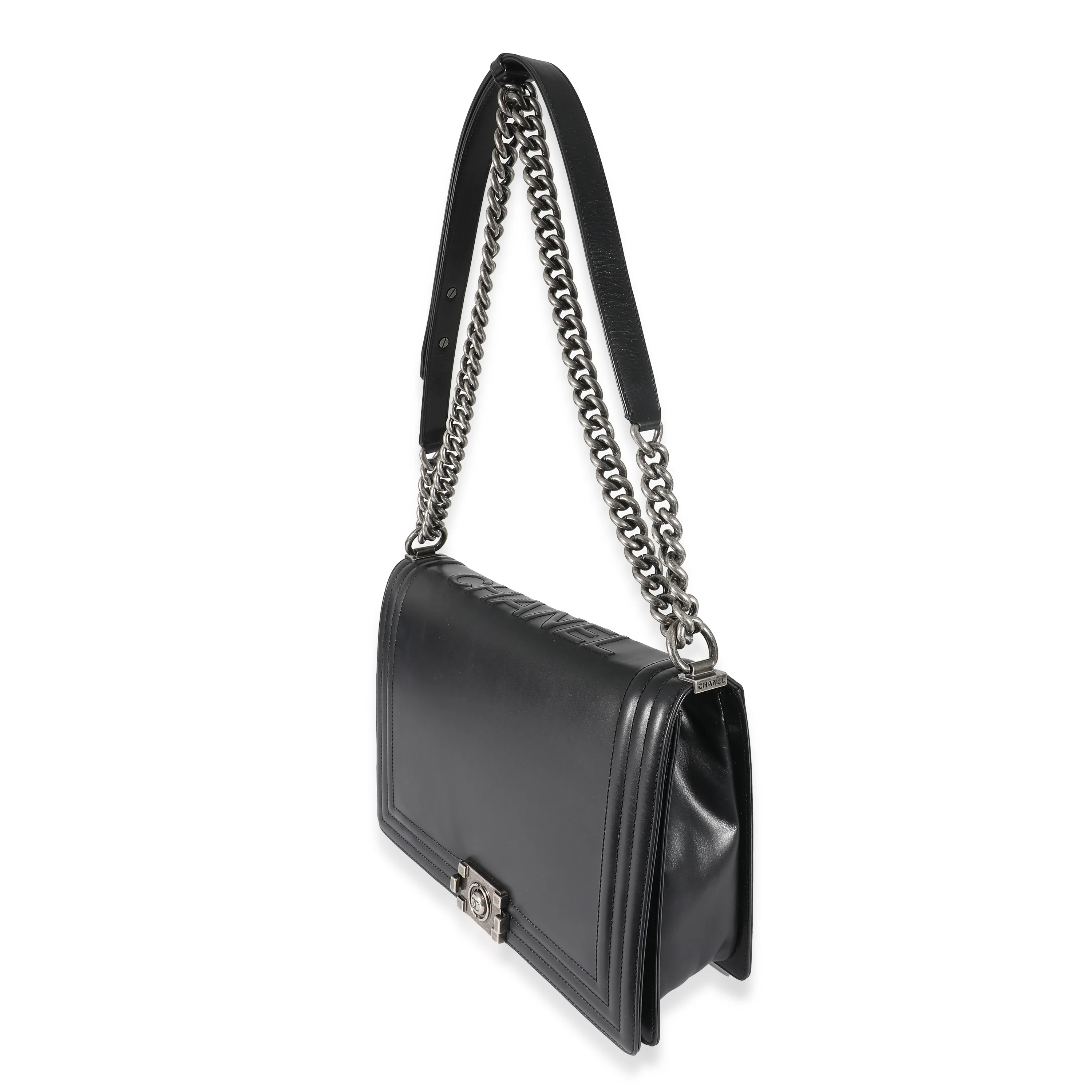 Chanel Black Calfskin Large Reverso Boy Bag - Image 2