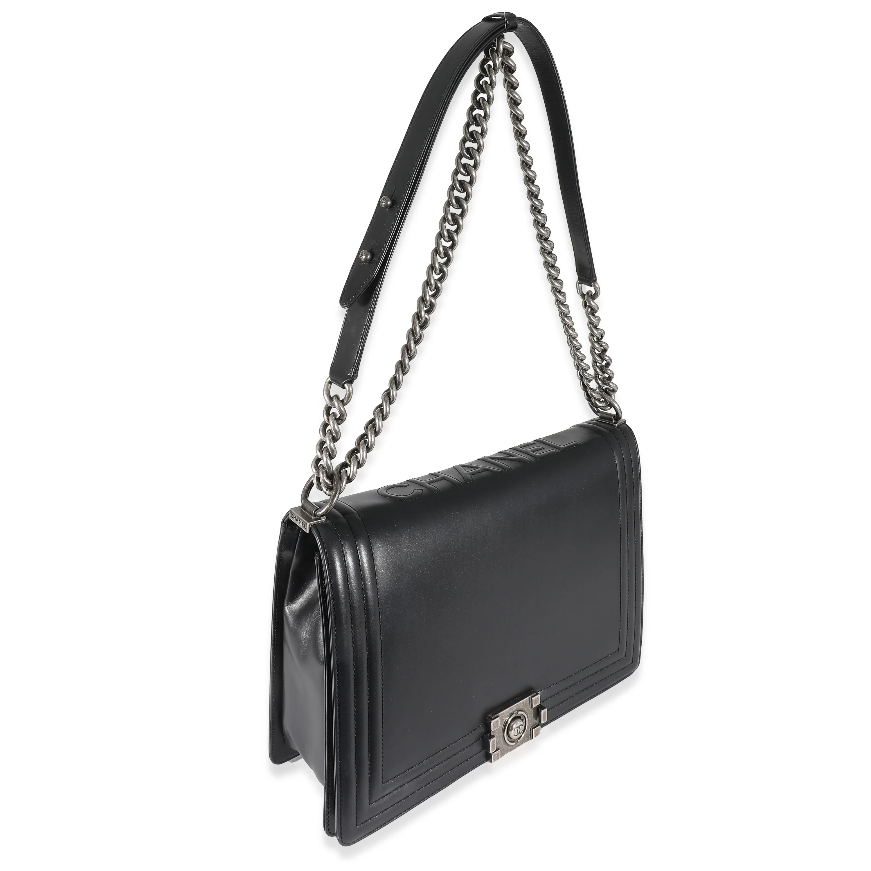 Chanel Black Calfskin Large Reverso Boy Bag - Image 3