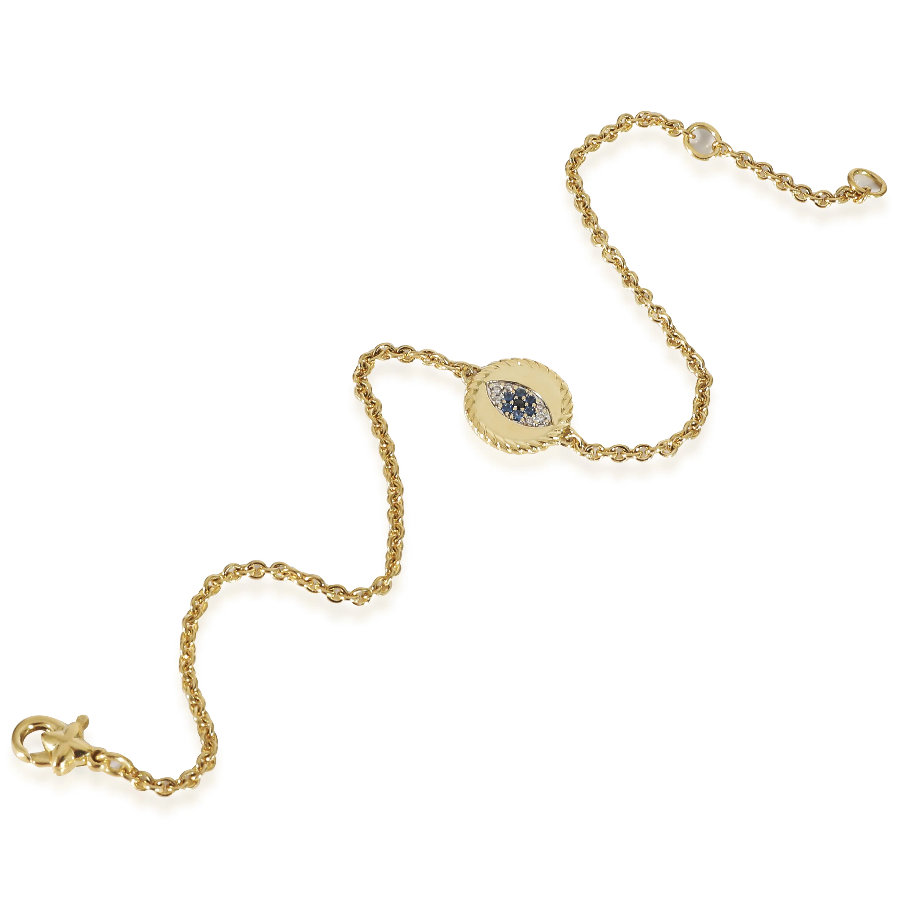 David Yurman Cable Collectibles Evil Eye Bracelet in 18K Yellow Gold 0.04 CTW - Image 2