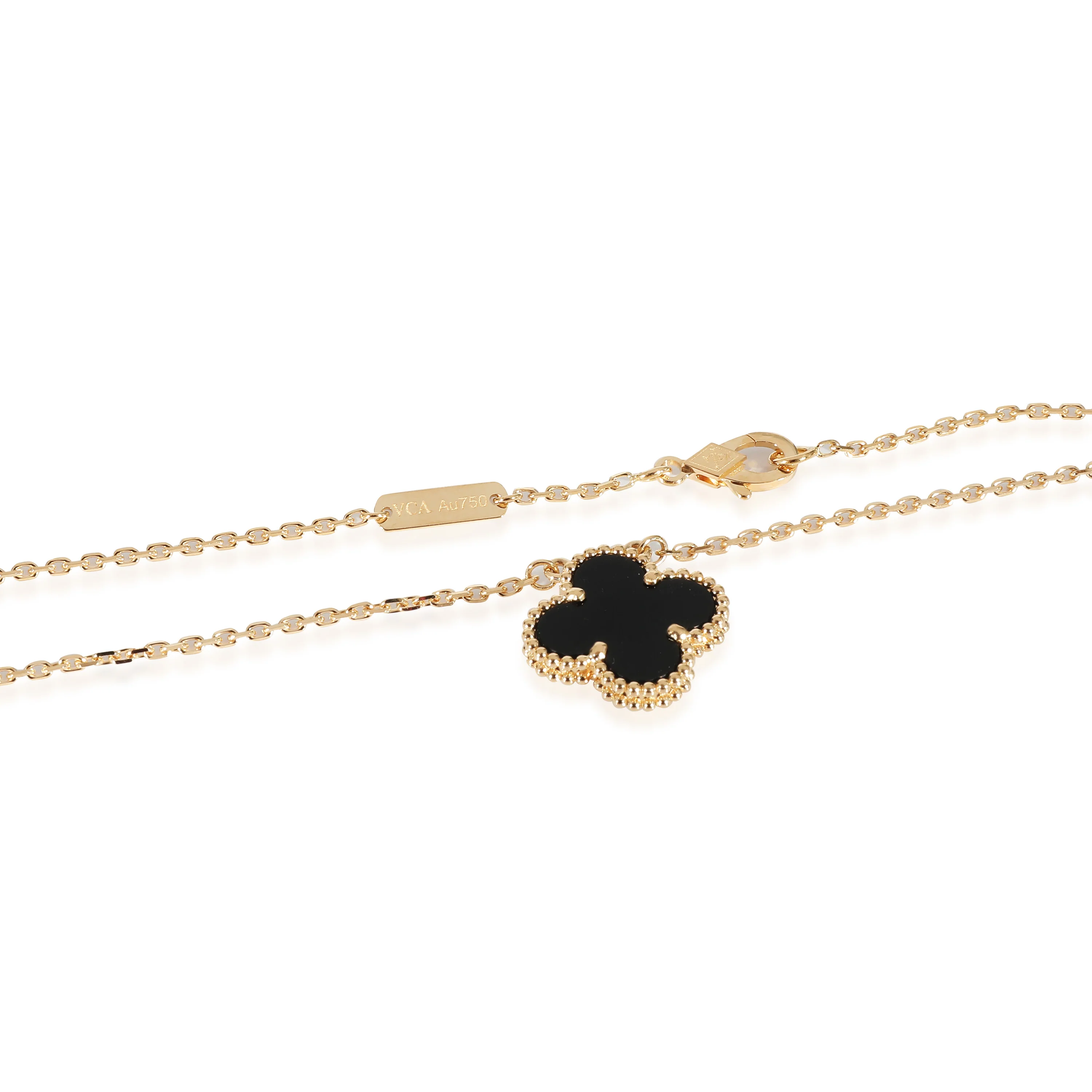 Van Cleef & Arpels Vintage Alhambra Onyx Pendant in 18k Yellow Gold - Image 3