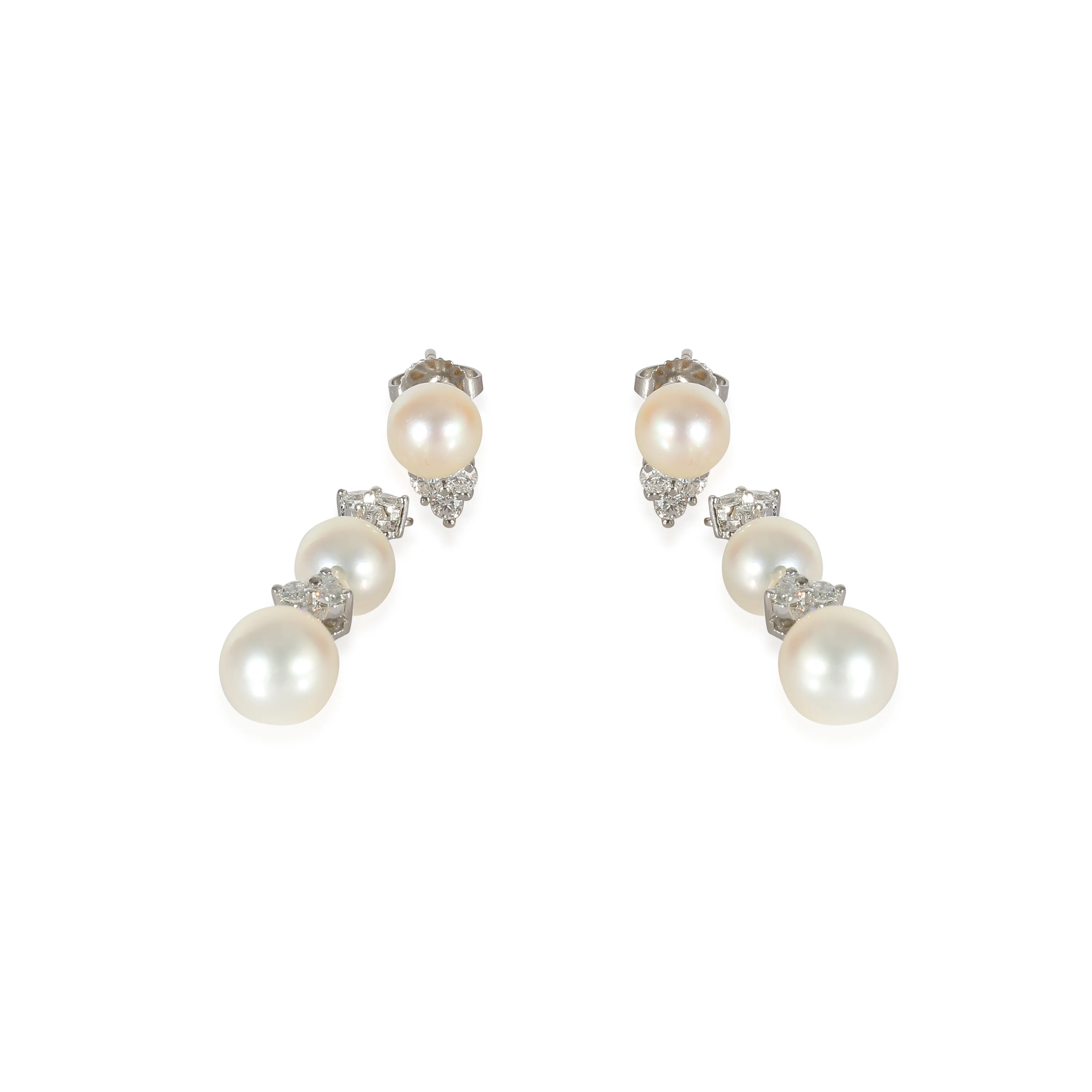 Aria Pearl Earrings with Jackets in Platinum 0.62 CTW - Image 3