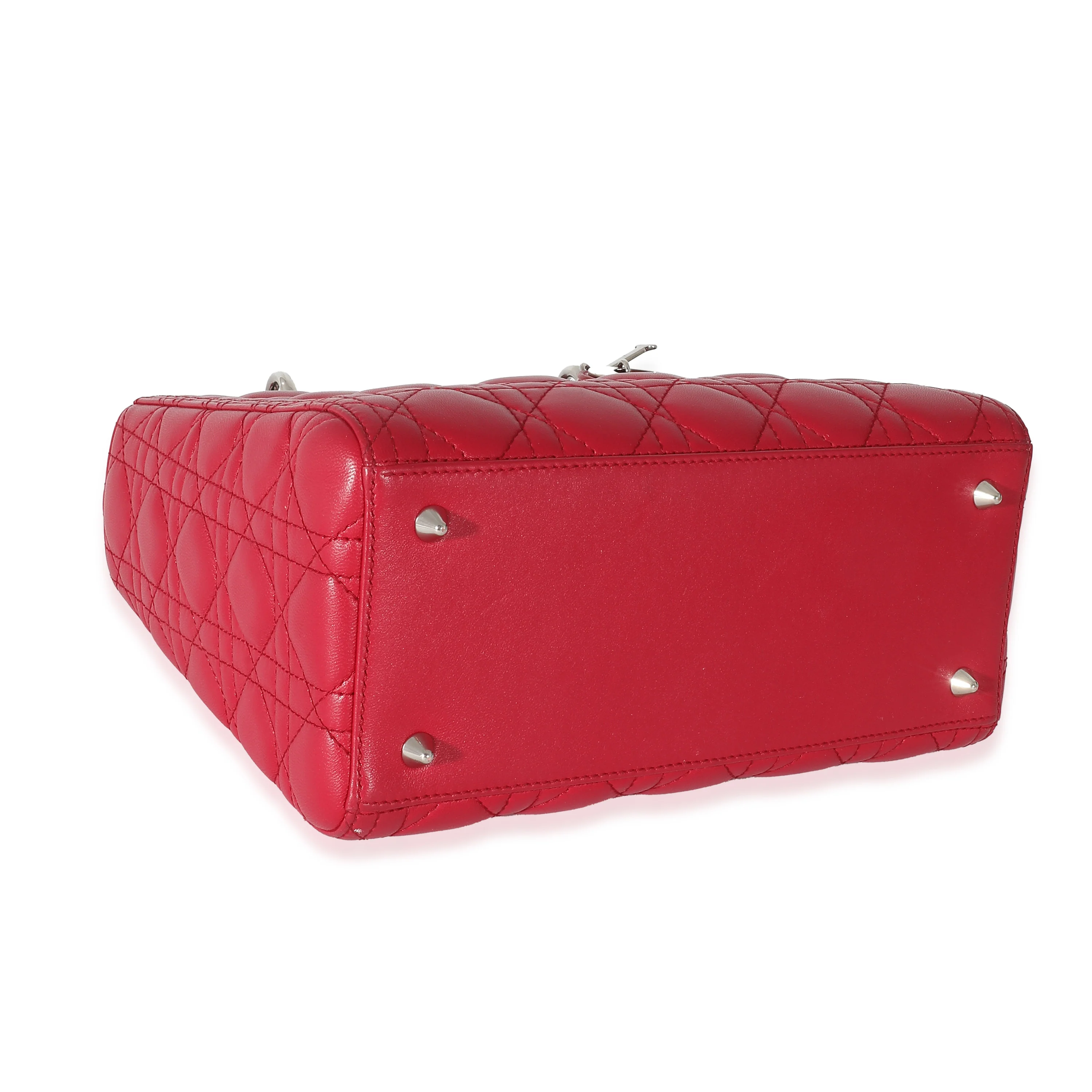 Christian Dior Pink Lambskin Cannage Medium Lady Dior - Image 5
