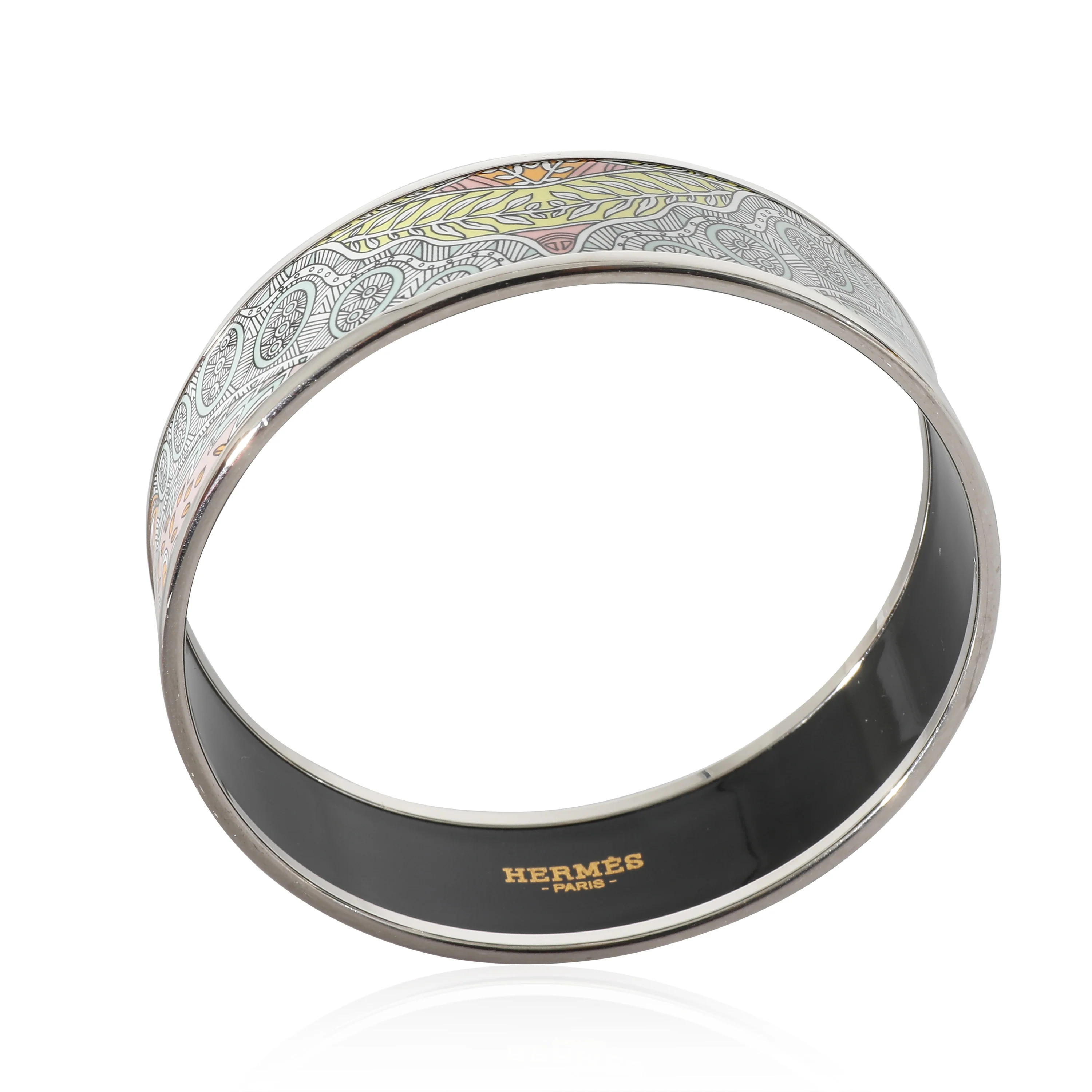 Hermès Palladium Plated Le Jardin De La Maharani L Candeur Enamel Bracelet 62MM - Image 5