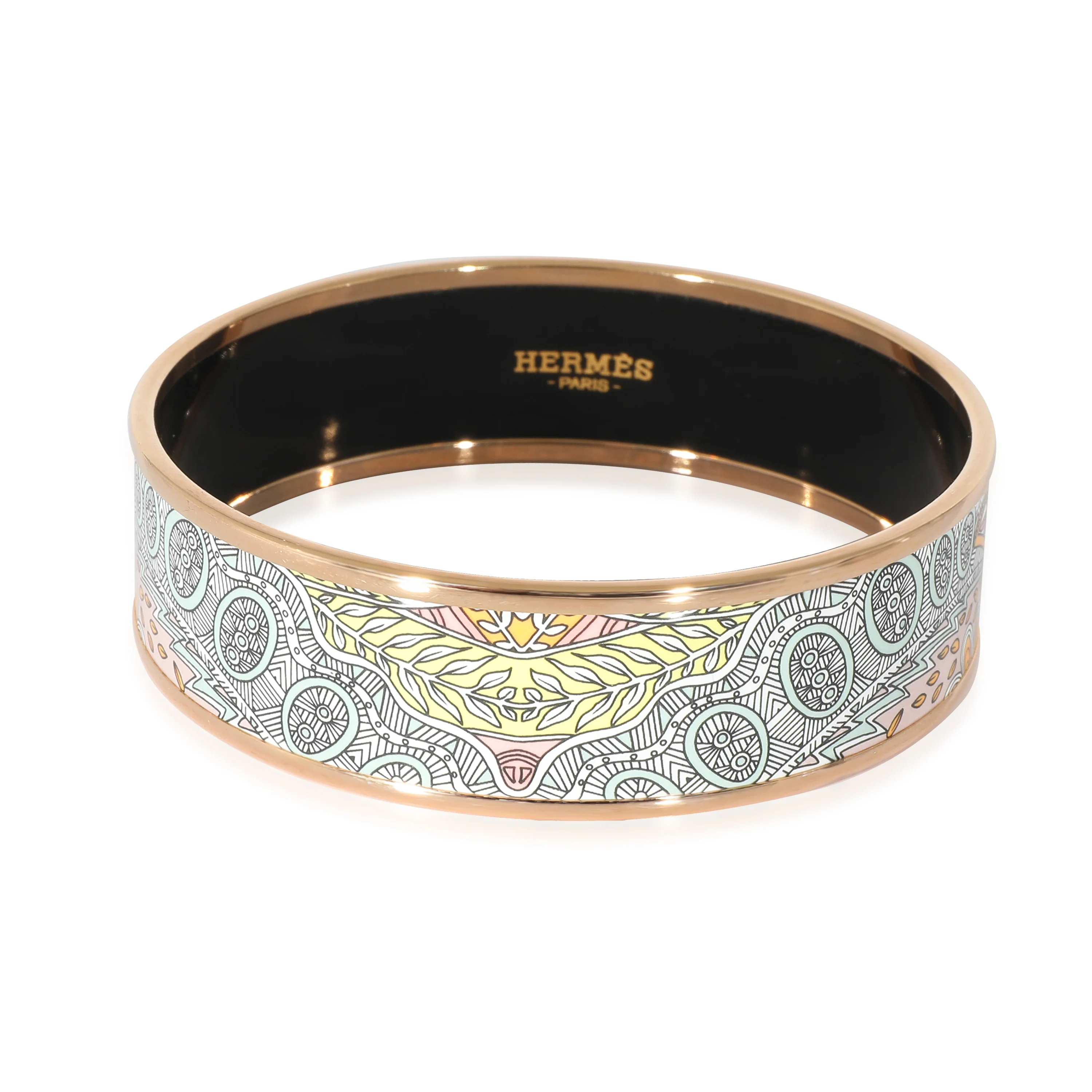 Hermès Gold Plated Le Jardin De La Maharani L Candeur Enamel Bracelet (62MM)