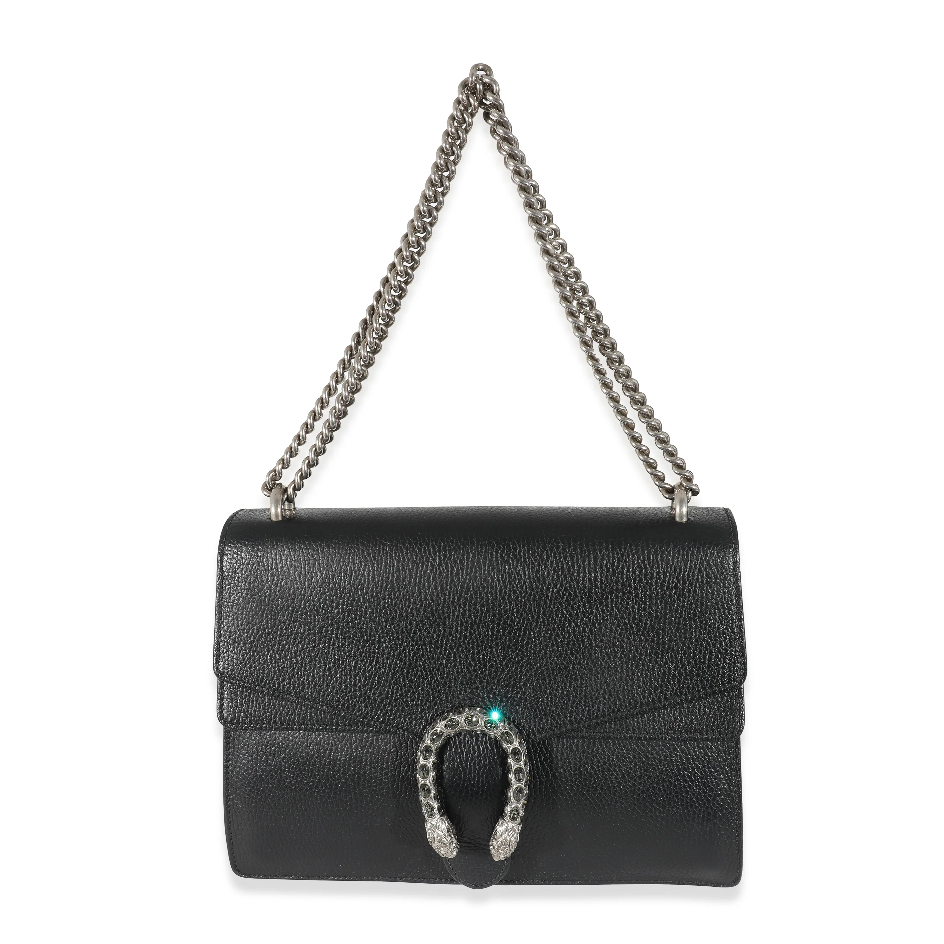 Gucci Black Pebbled Leather Medium Dionysus