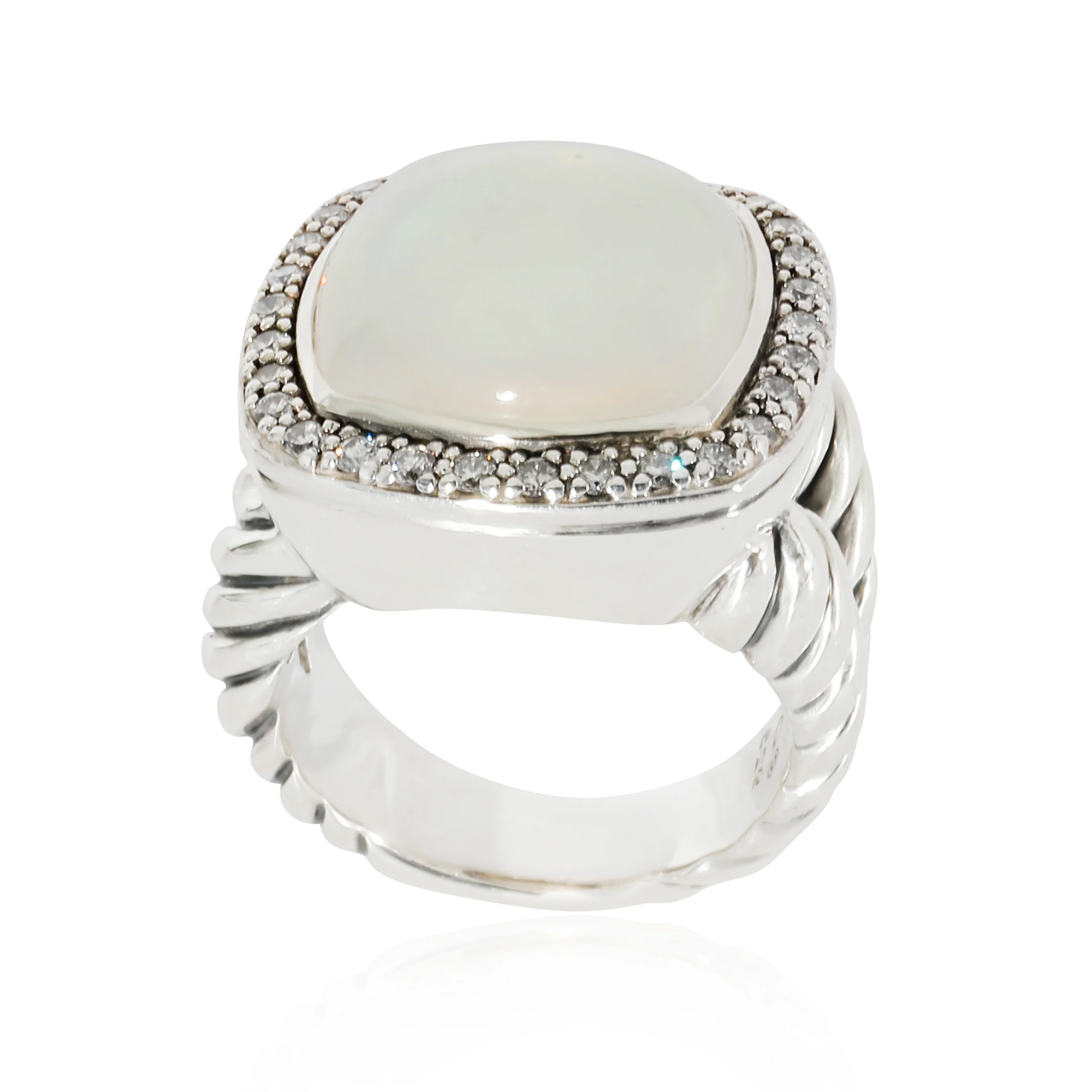 David Yurman Albion Moon Quartz & Diamond Ring in Sterling Silver 0.34 CTW - Image 4