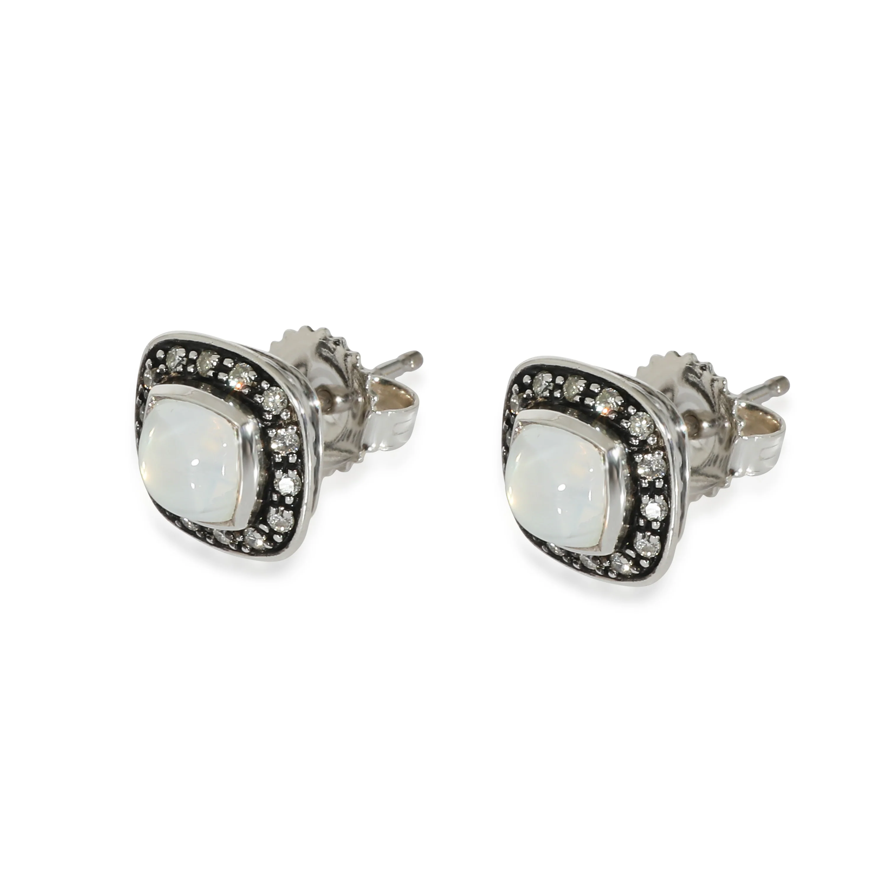 David Yurman Petite Albion Moon Quartz & Diamonds Earrings in Sterling Silver - Image 2
