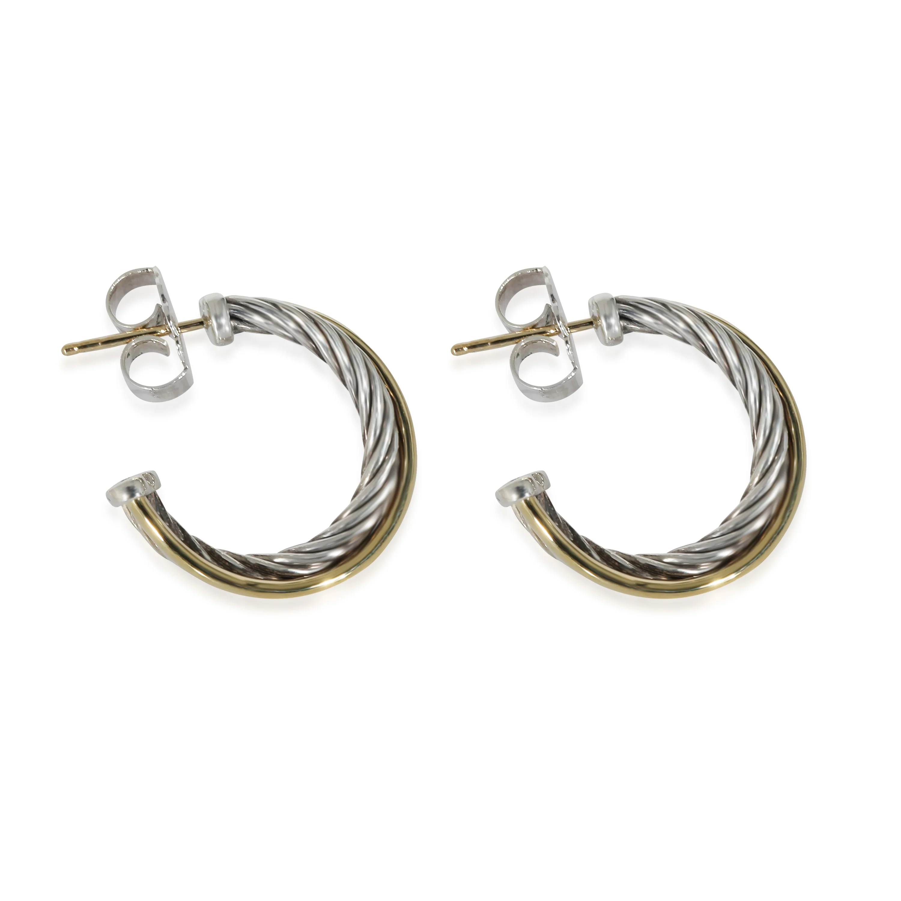 David Yurman Crossover Hoop Earrings in Yellow Gold/Sterling Silver - Image 2