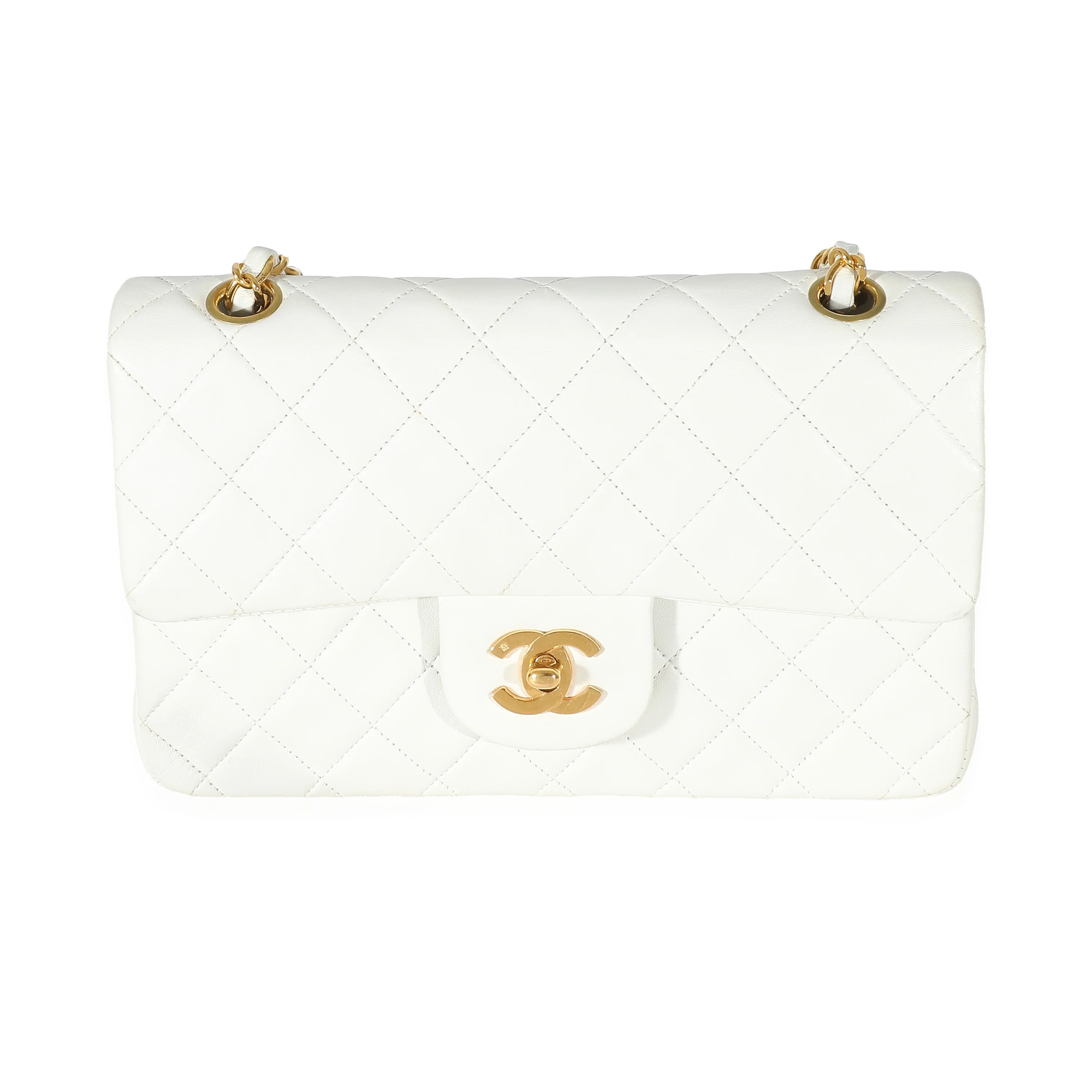 Chanel 24K White Quilted Lambskin Small Classic Flap Bag