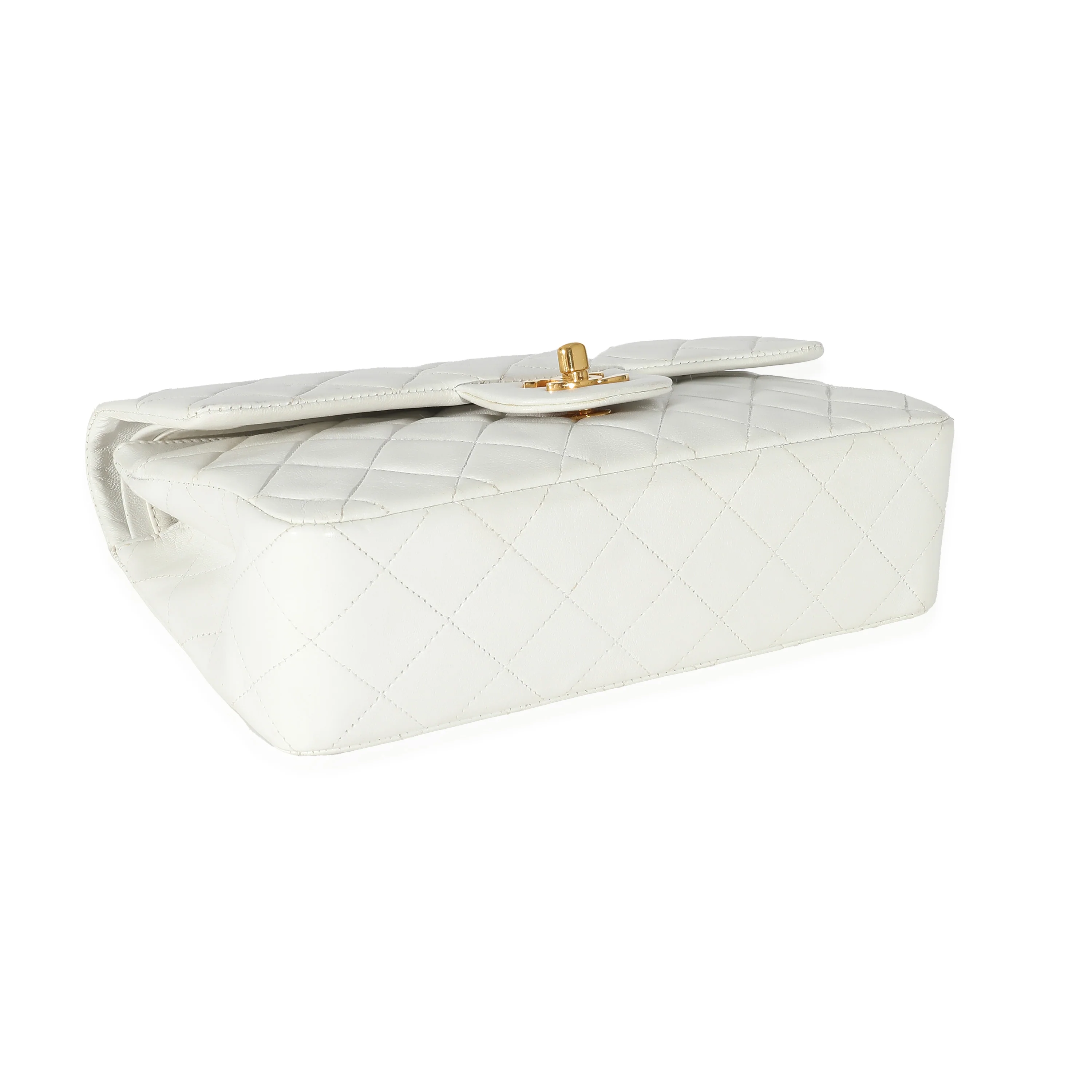 Chanel 24K White Quilted Lambskin Small Classic Flap Bag - Image 4