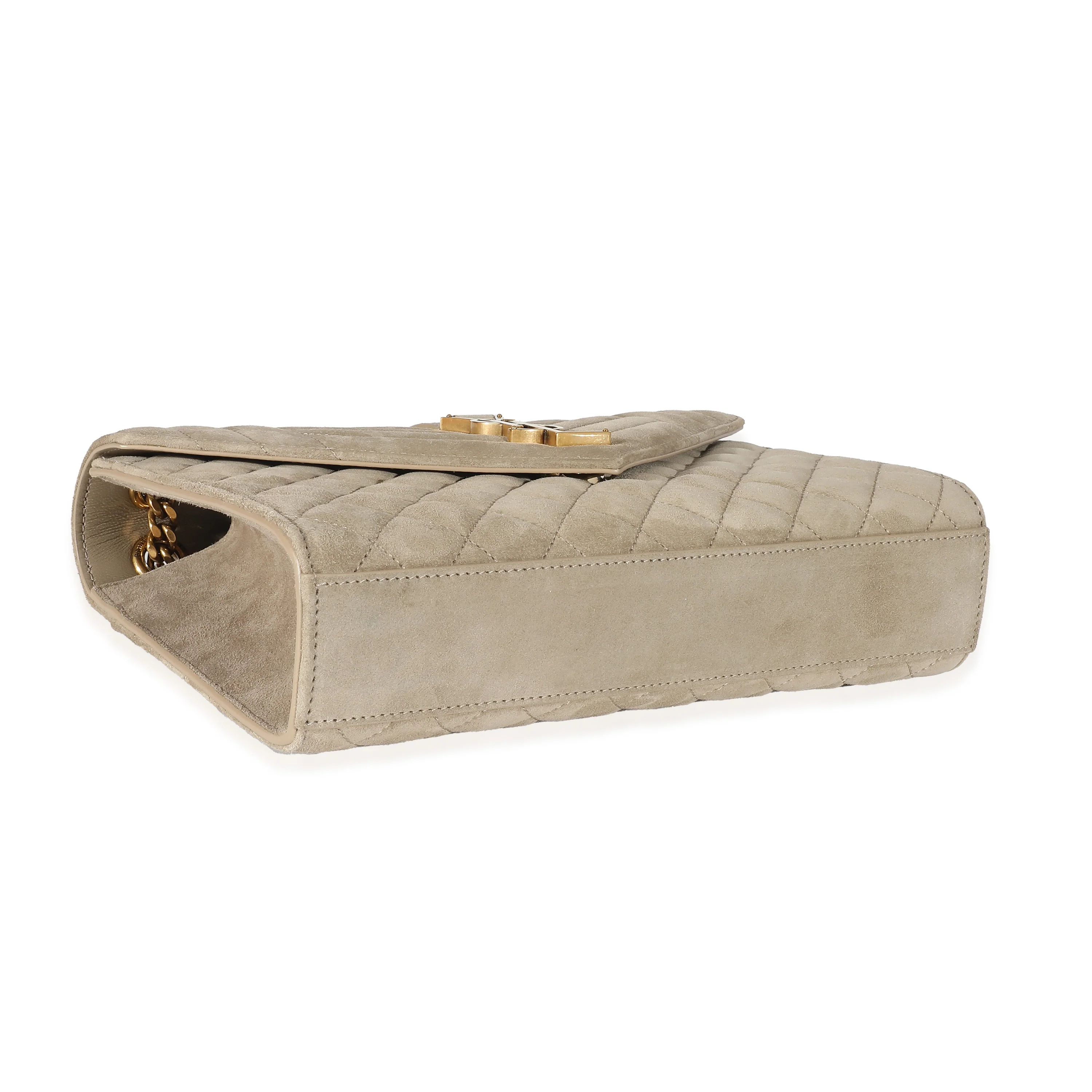 Beige Suede Mixed Matelasse Triquilt Medium Monogram Envelope Satc - Image 4